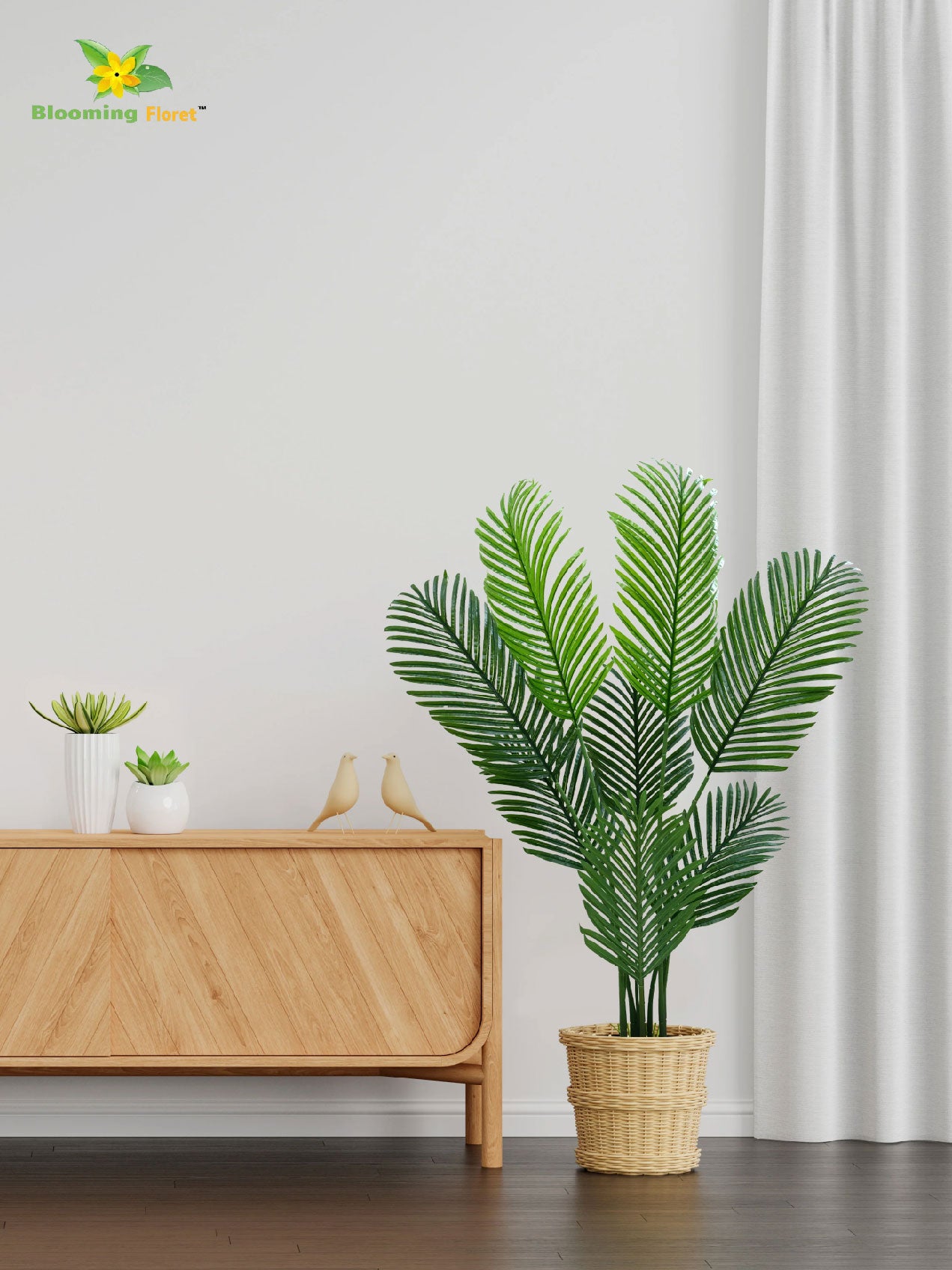 Artificial Areca Palm Plant – 140 cm, 8 Big Leaves, with Basic Pot
