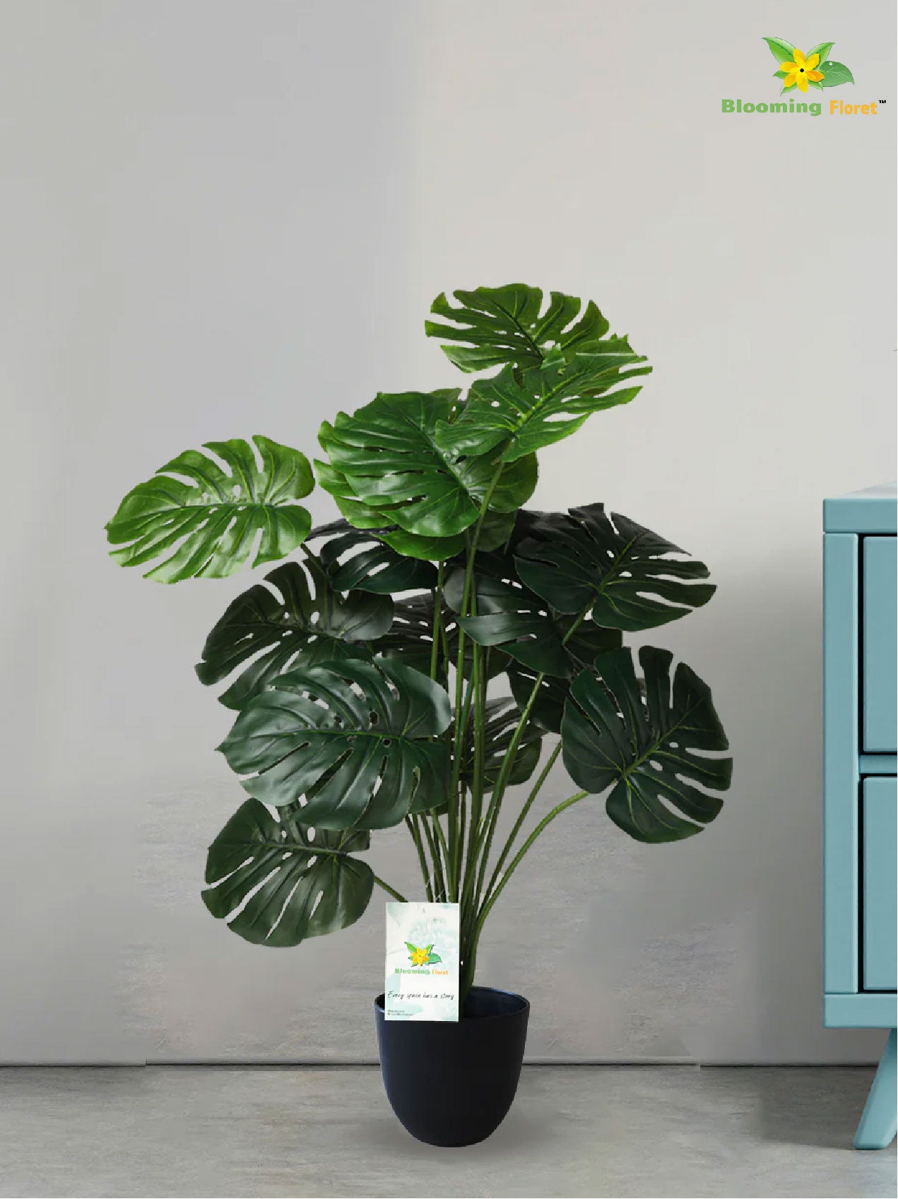 Artificial Monstera Plant | 73.5 cm | 18 Leaves | With Basic Pot