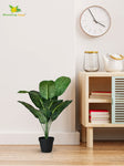 Artificial Dieffenbachia Plant – 63.5 cm, 12 Green-Yellow Leaves, with Basic Pot