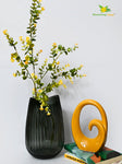 Elegant Noir Ribbed Glass Vase