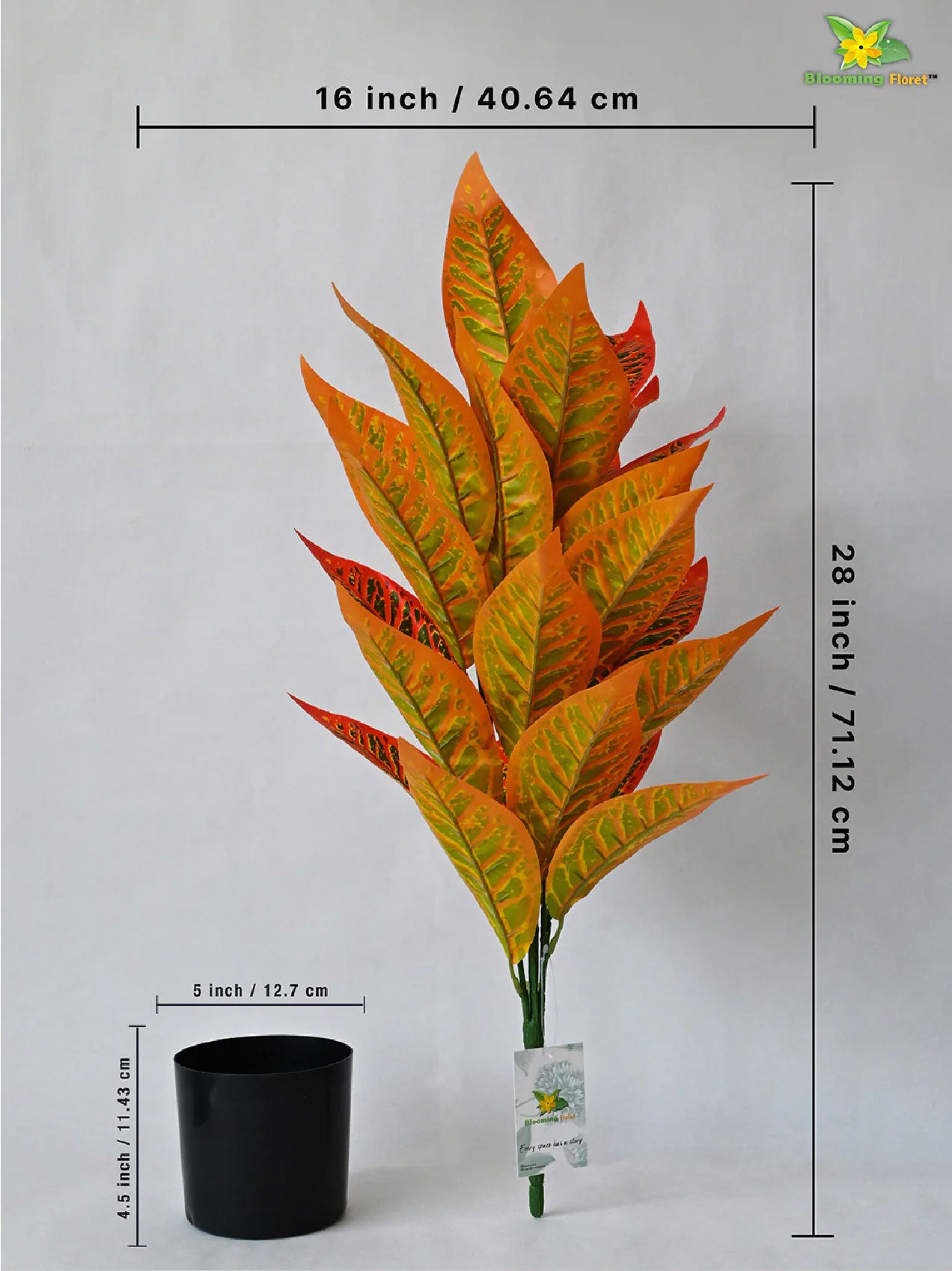 Artificial Red Iceton Croton Plant – 71.1 cm, 26 Leaves, with Pot