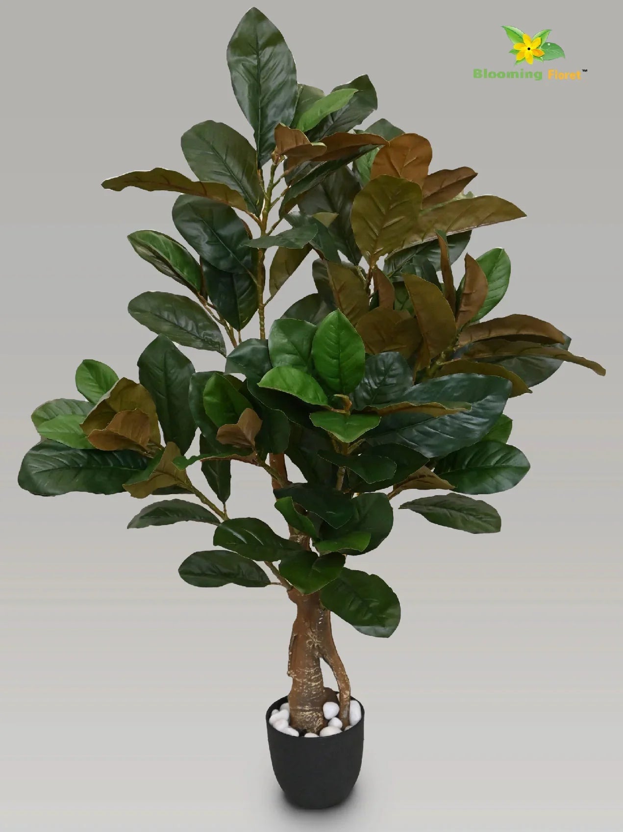 Artificial Croton Tree Plant – 110 cm, with Basic Pot - Green