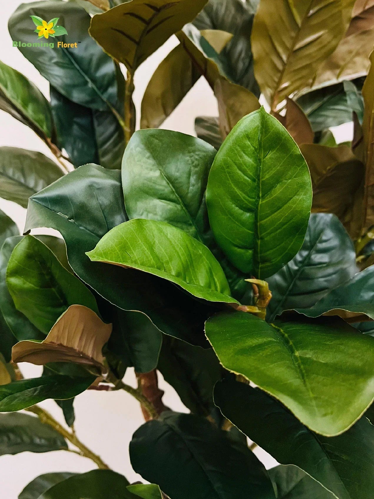 Artificial Croton Tree Plant – 110 cm, with Basic Pot - Green