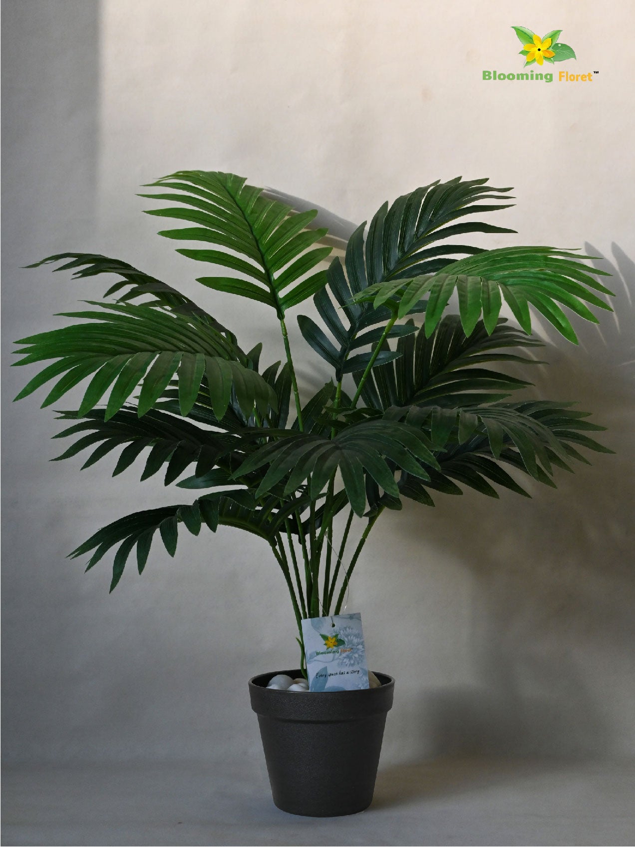 Artificial Areca Palm Plant – 58.4 cm, 12 Leaves, with Basic Pot