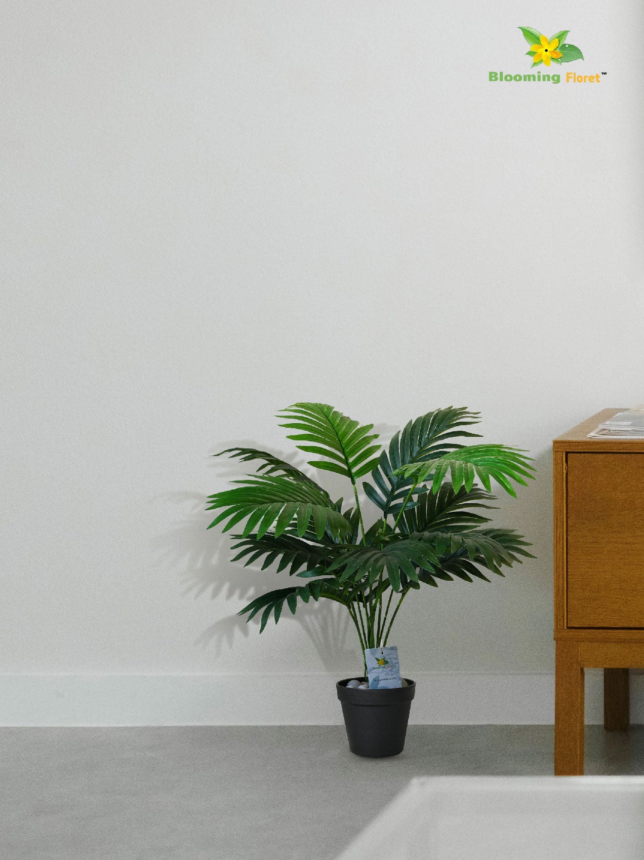 Artificial Areca Palm Plant – 58.4 cm, 12 Leaves, with Basic Pot