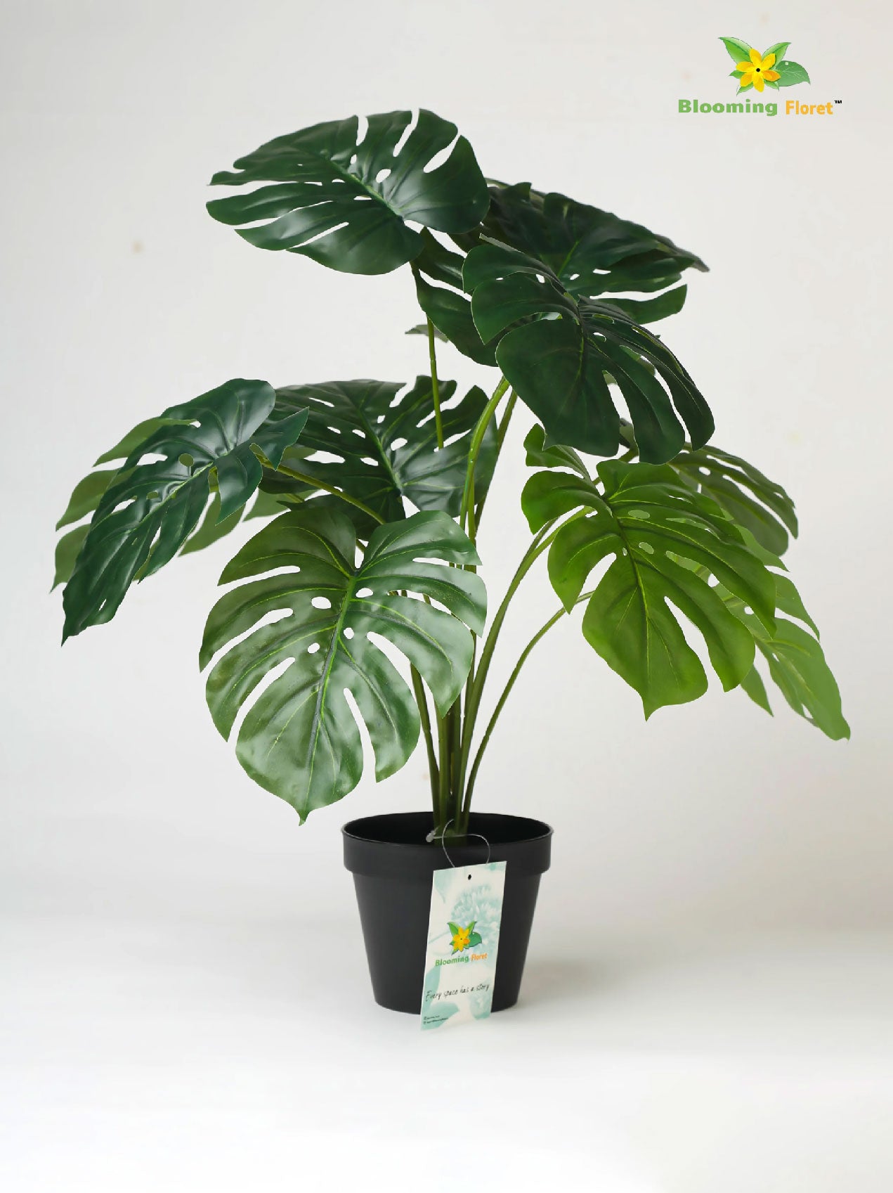 Artificial Monstera Plant – 50.8 cm, 12 Leaves, with Basic Pot