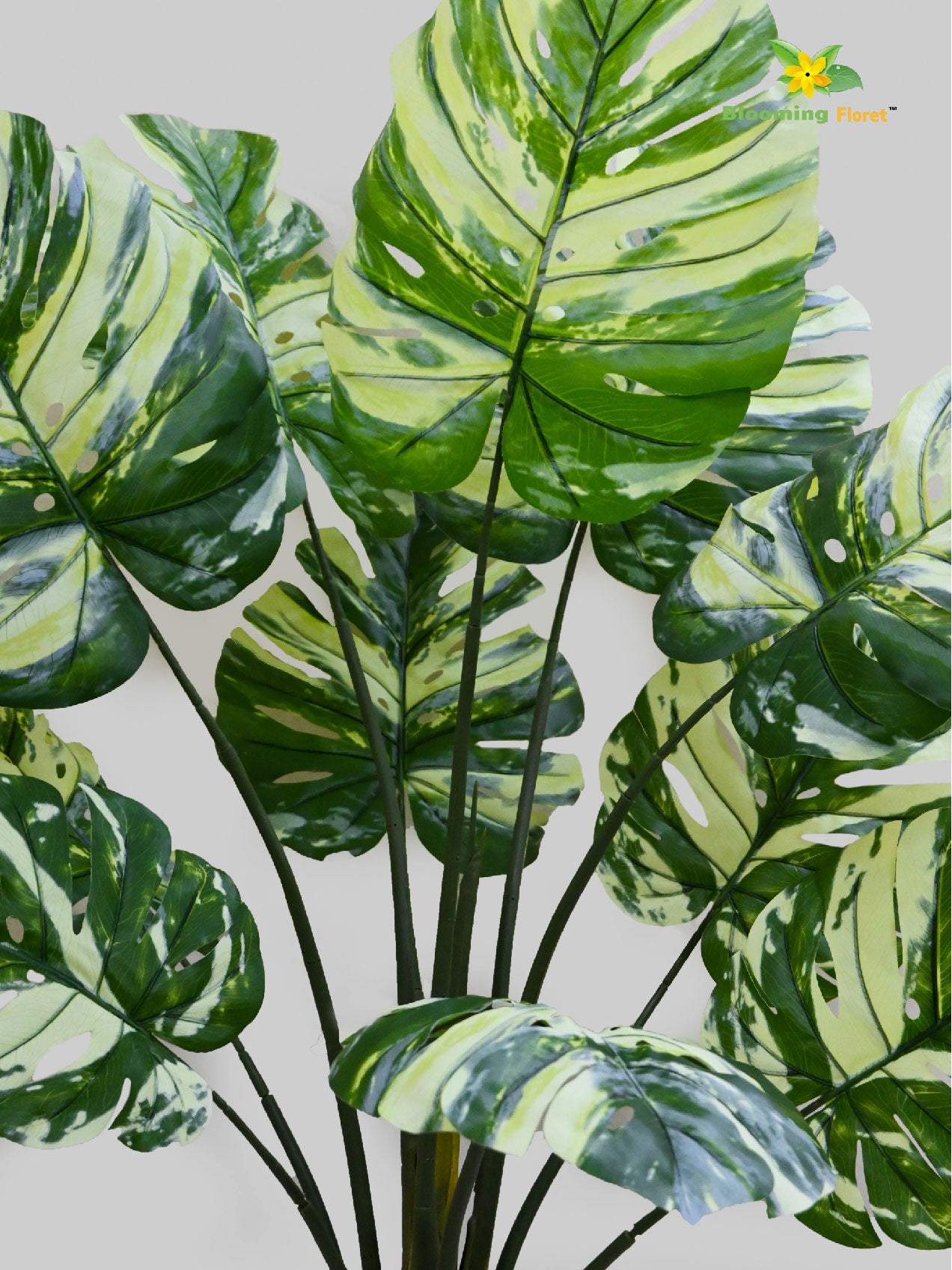 Artificial Monstera Tree Plant – 135 cm, 11 Leaves, Green Mix, with Basic Pot
