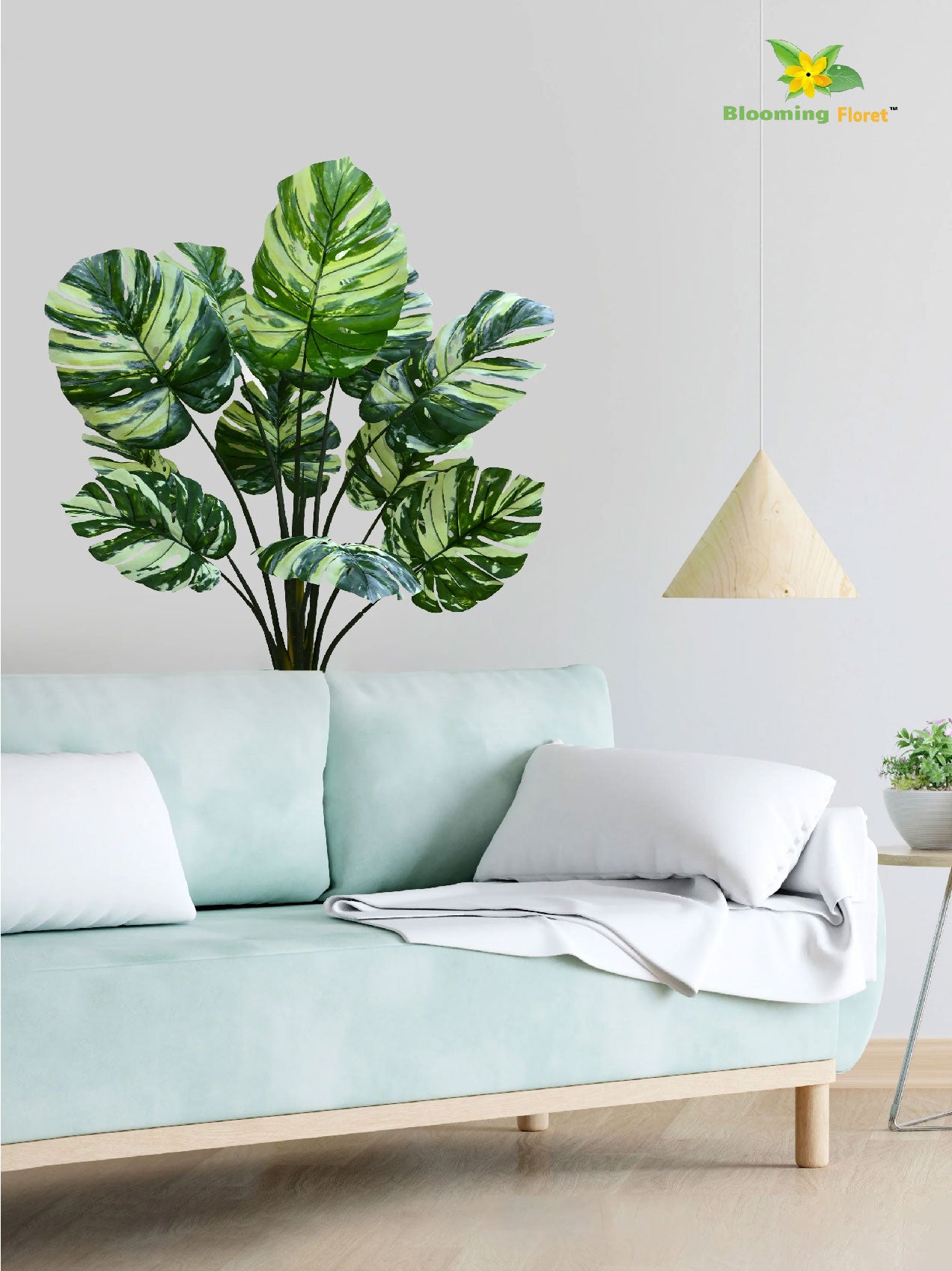 Artificial Monstera Tree Plant – 135 cm, 11 Leaves, Green Mix, with Basic Pot