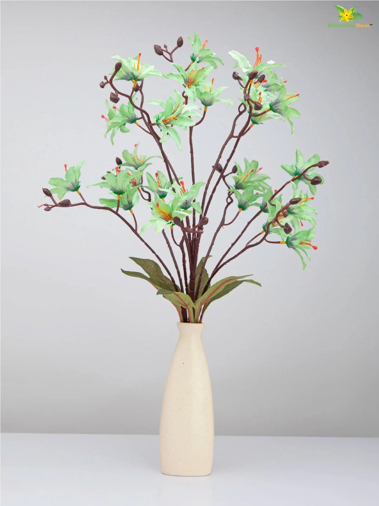 Artificial Cymbidium Orchid Bunch Flower - Green Artificial Flower Blooming Floret 