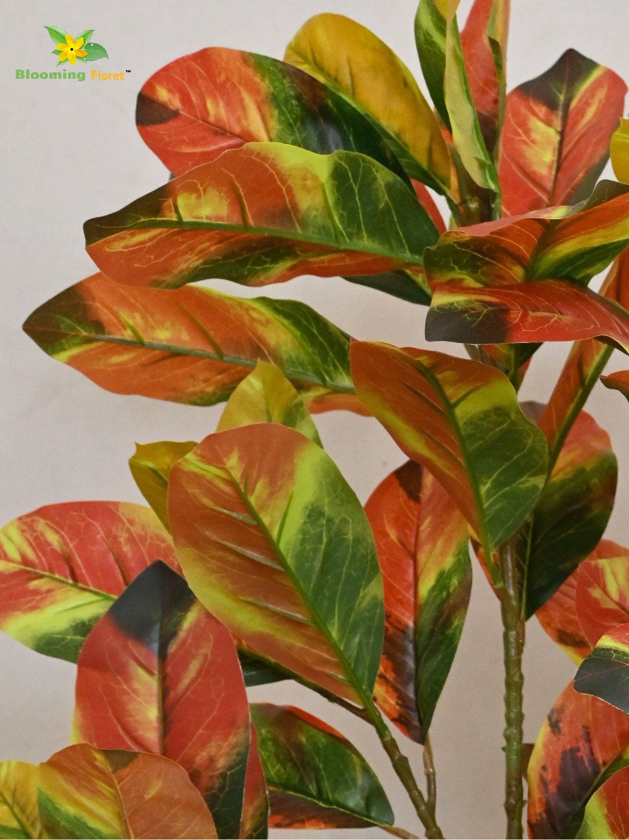 Artificial Croton Tree Plant – 110 cm, with Basic Pot - Orange