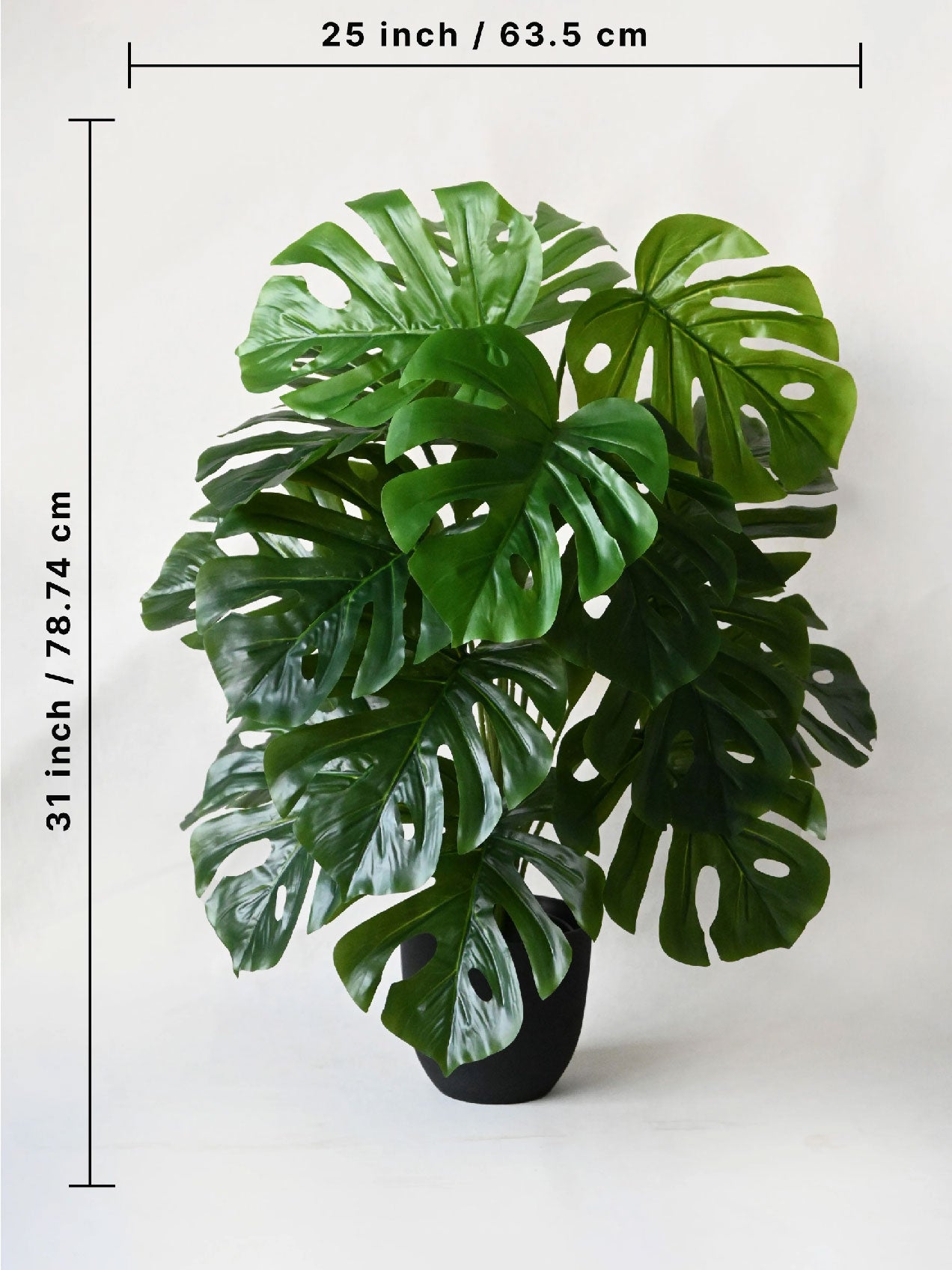 Artificial Monstera Plant – 78 cm, 18 Leaves, Light Green, with Basic Pot
