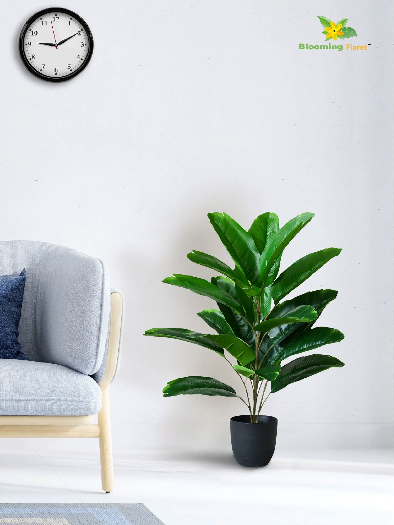 Artificial Birds of Paradise Plant - 74.5 cm, 21 Green Leaves with Basic Pot