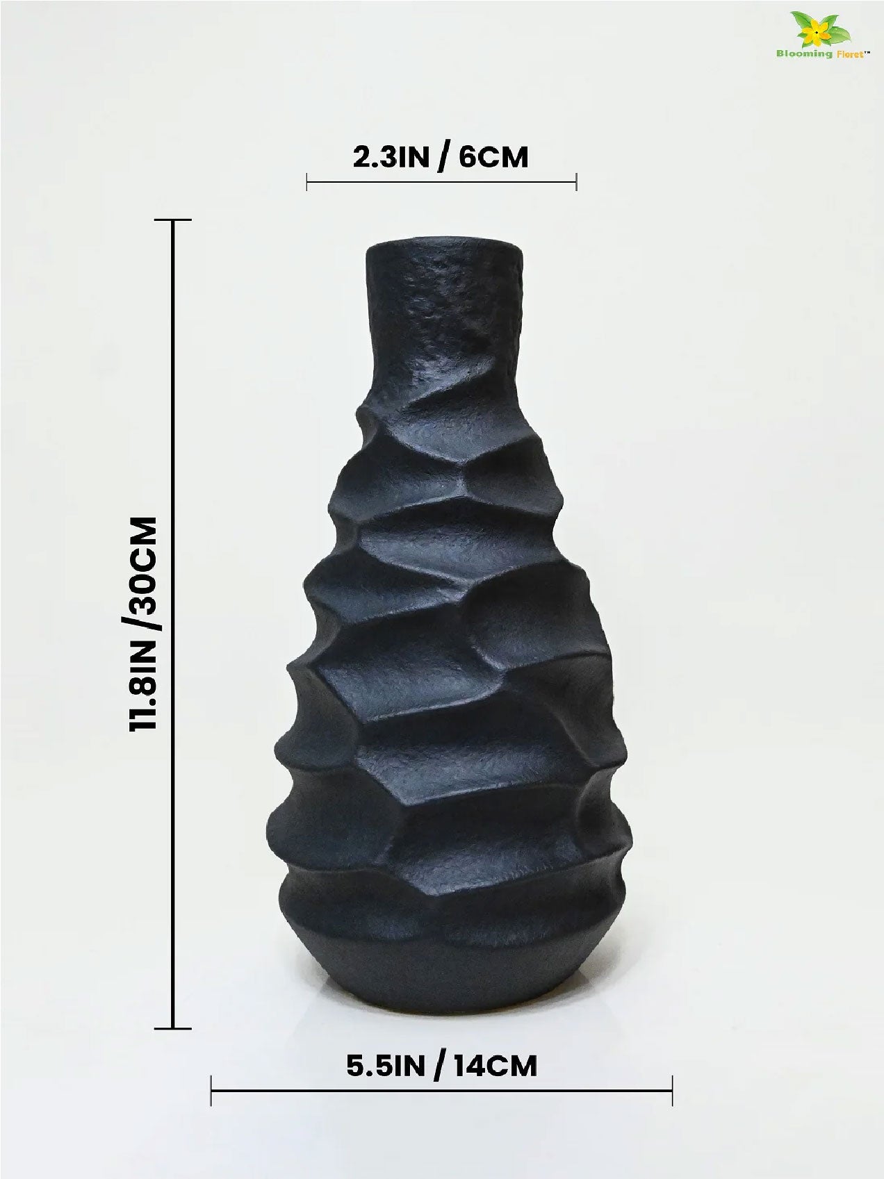 Black Spiral Ceramic Vase | 23 cm
