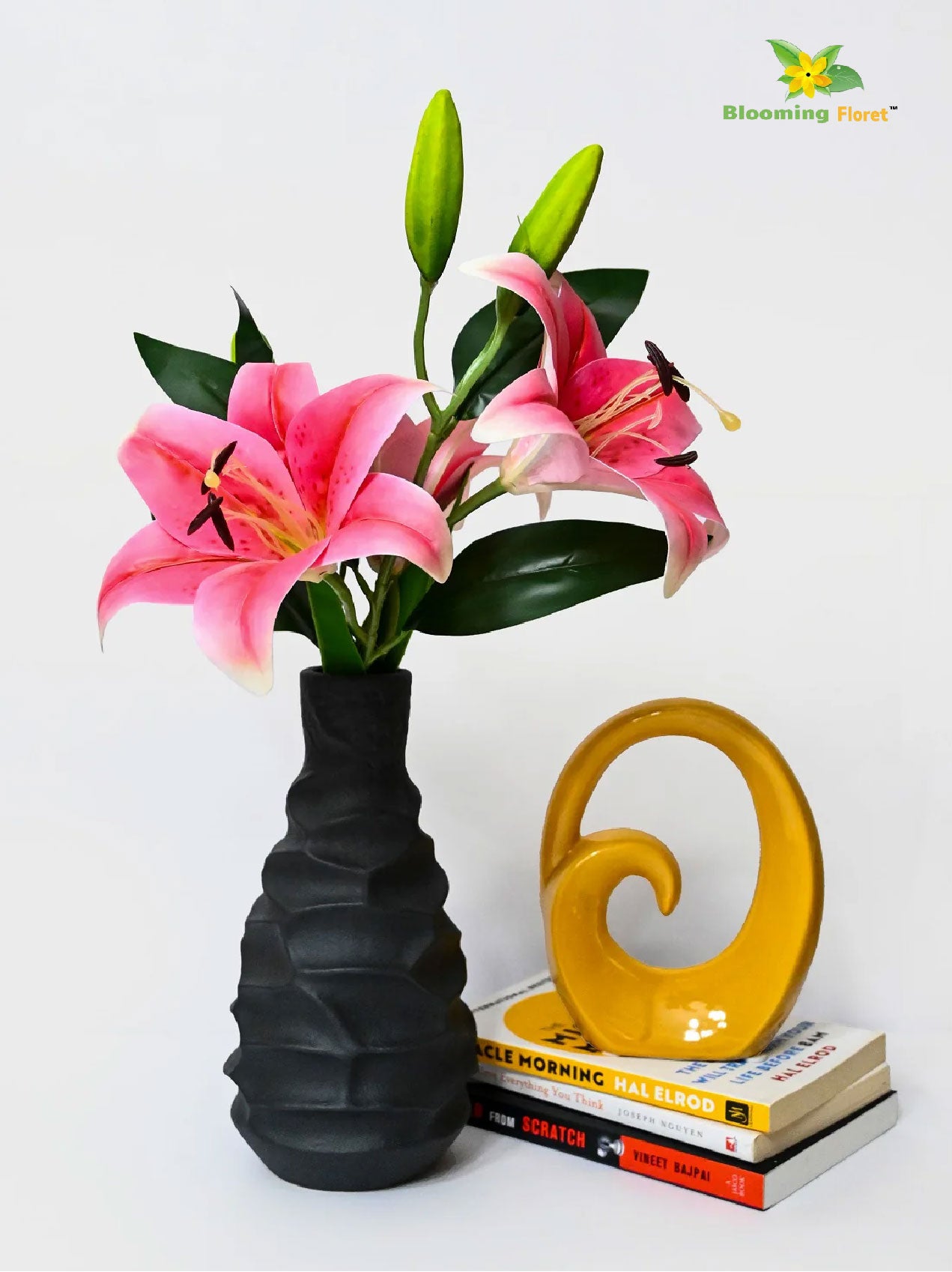 Black Spiral Ceramic Vase | 23 cm