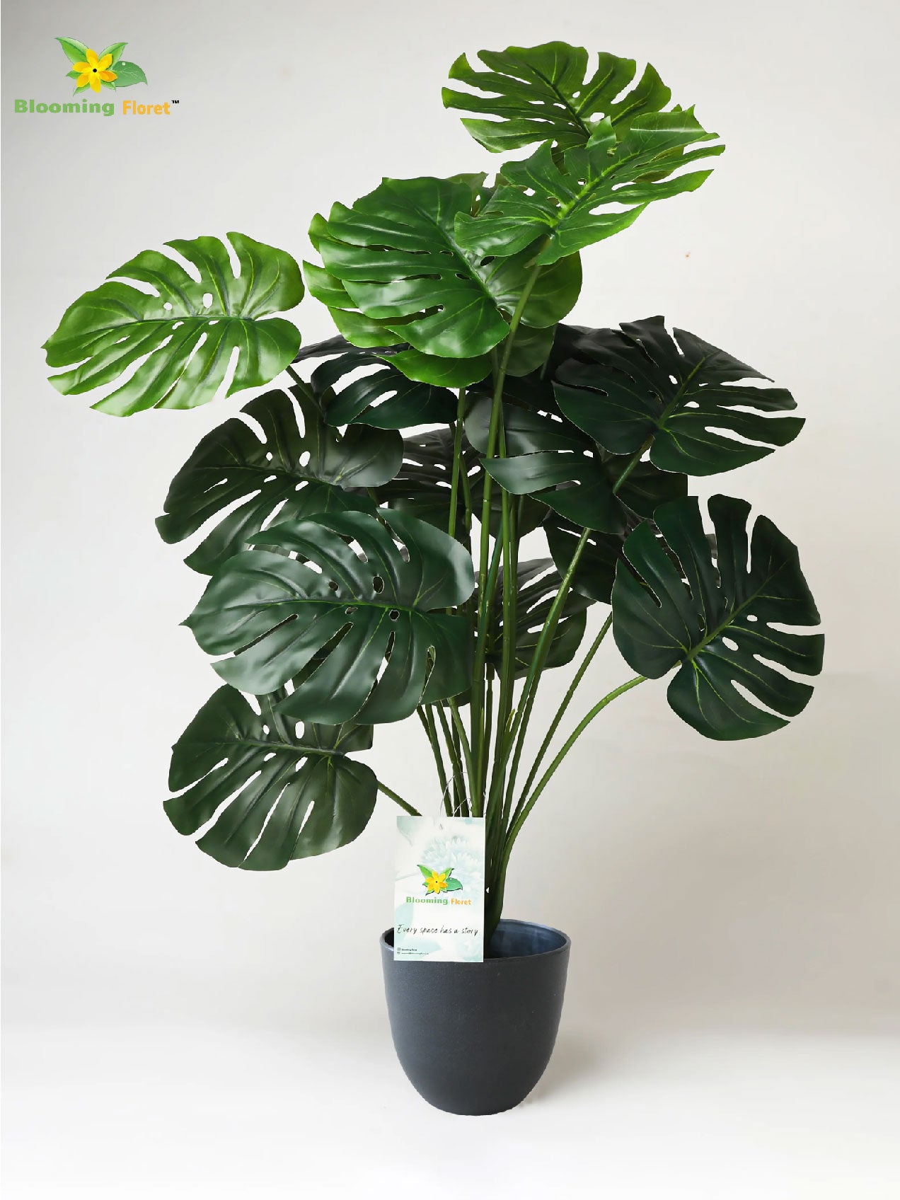 Artificial Monstera Plant | 73.5 cm | 18 Leaves | With Basic Pot