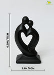 Couple Love Heart Figurine - Black
