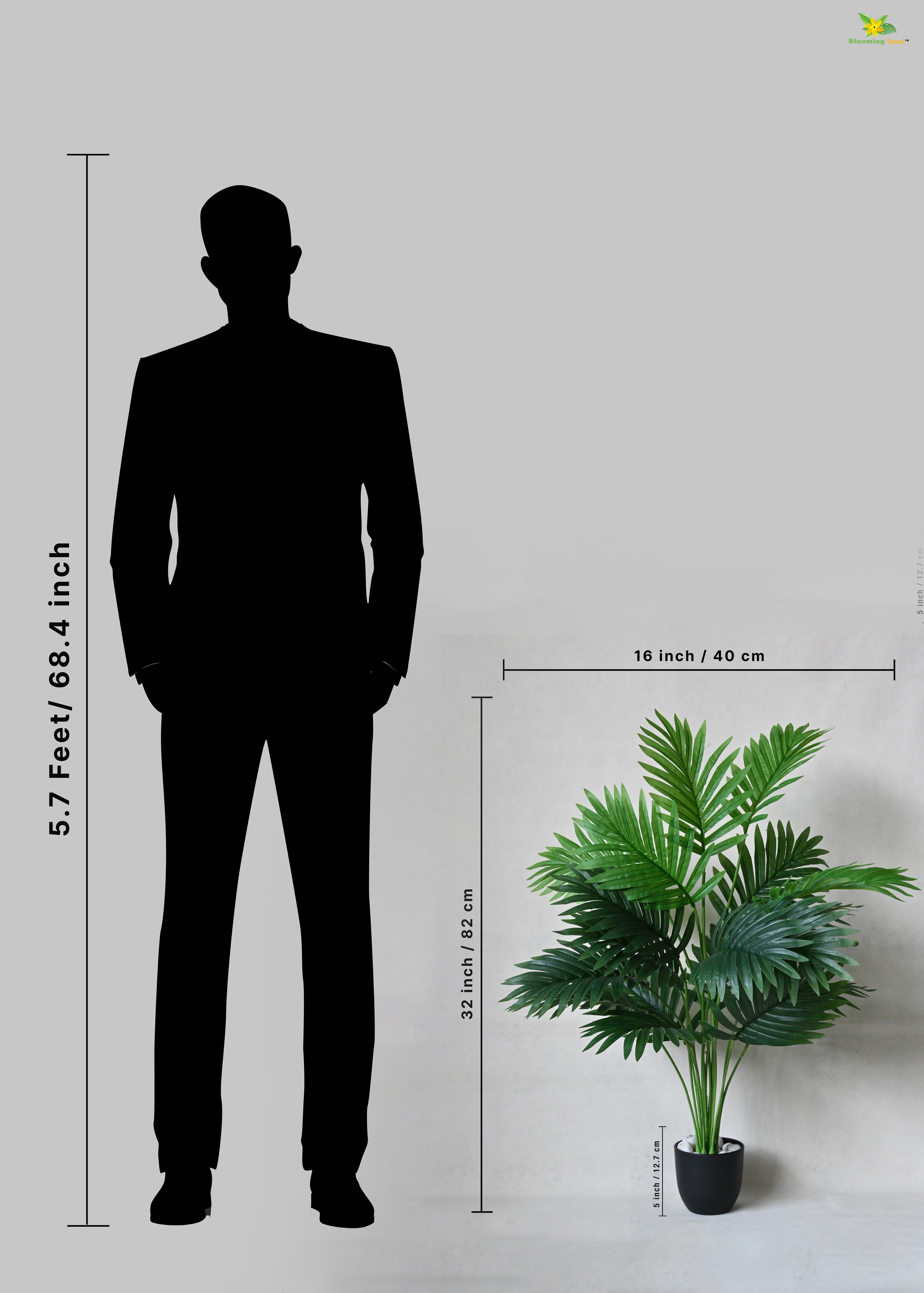 Artificial Areca Palm Plant 18 Leaves with Basic Pot | 82  cm