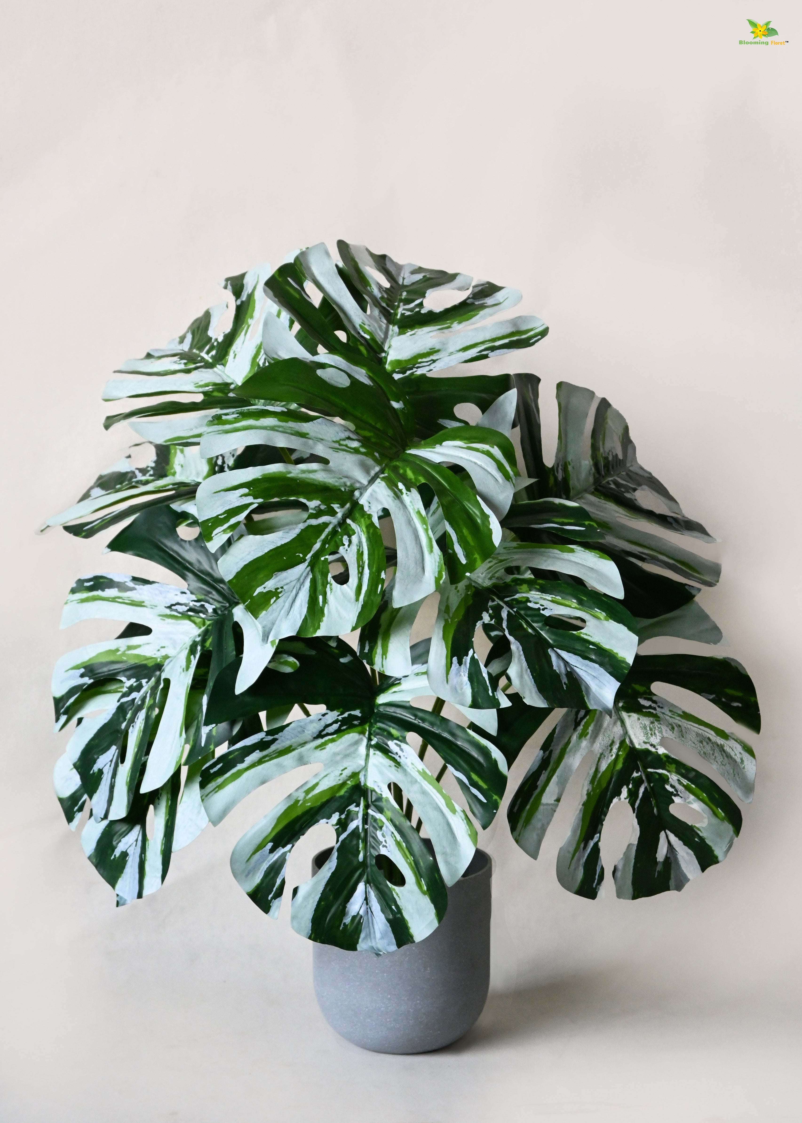 Artificial Monstera Plant for Decor | 12 Leaves with Basic Pot | 60.9 cm