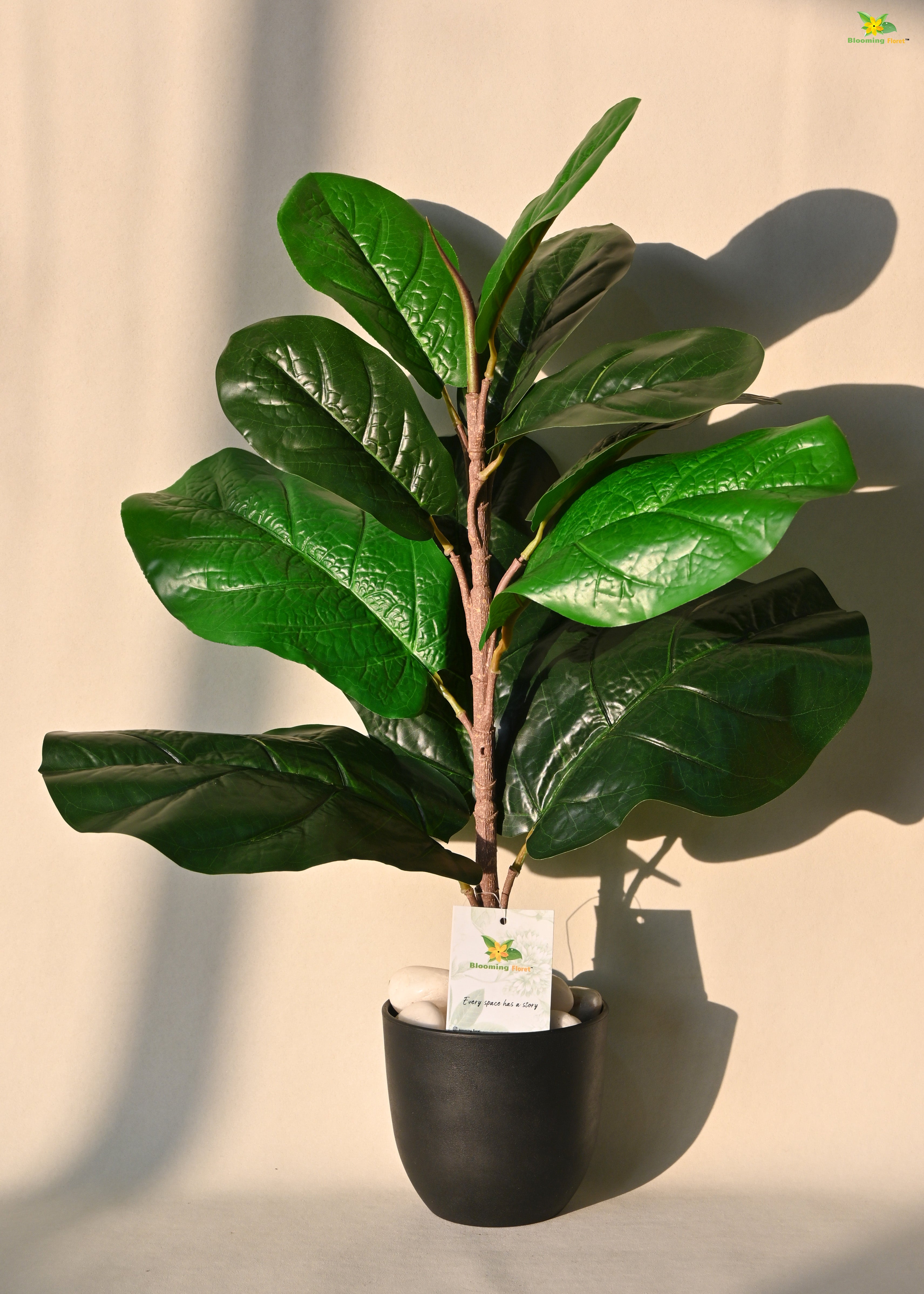 Artificial Fiddle-Leaf Fig Plant for Decor 11 Leaves with Basic Pot | 58.4 cm