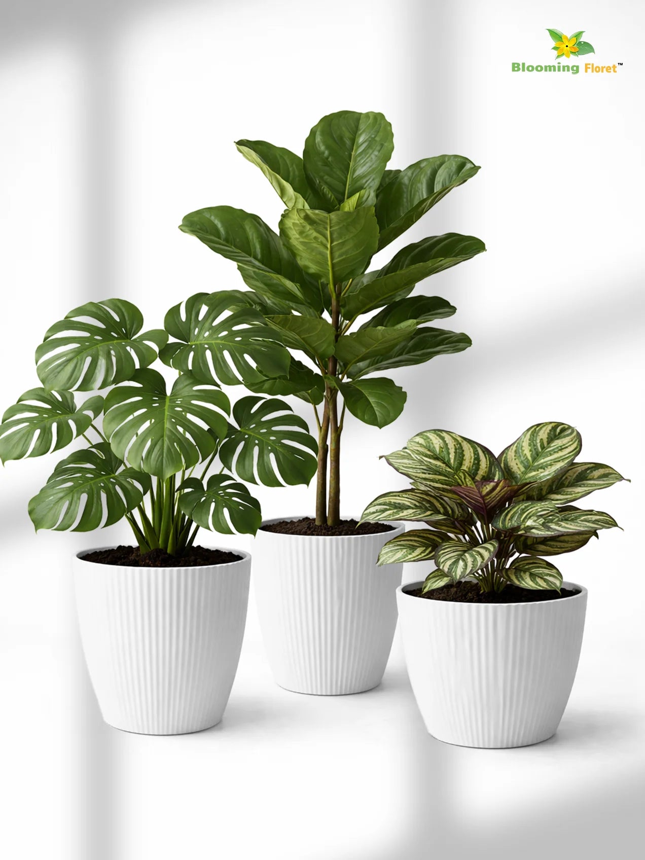 Elegant Ribbed Melamine Pot | White | 16 cm | Set of 3