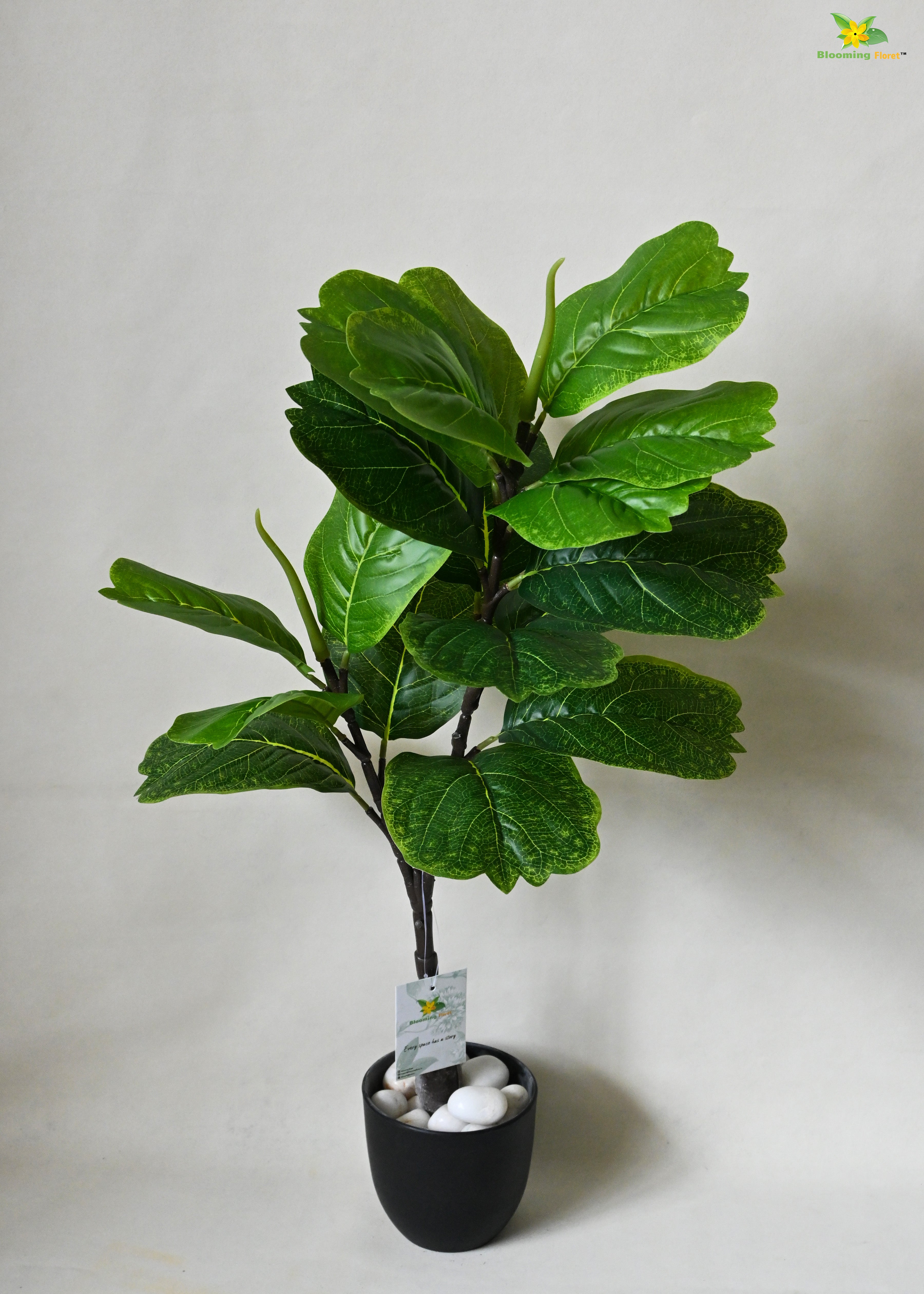 Artificial Fiddle Leaf Fig Plant For Decor 18 Leaves with Basic Pot | 71.1 cm