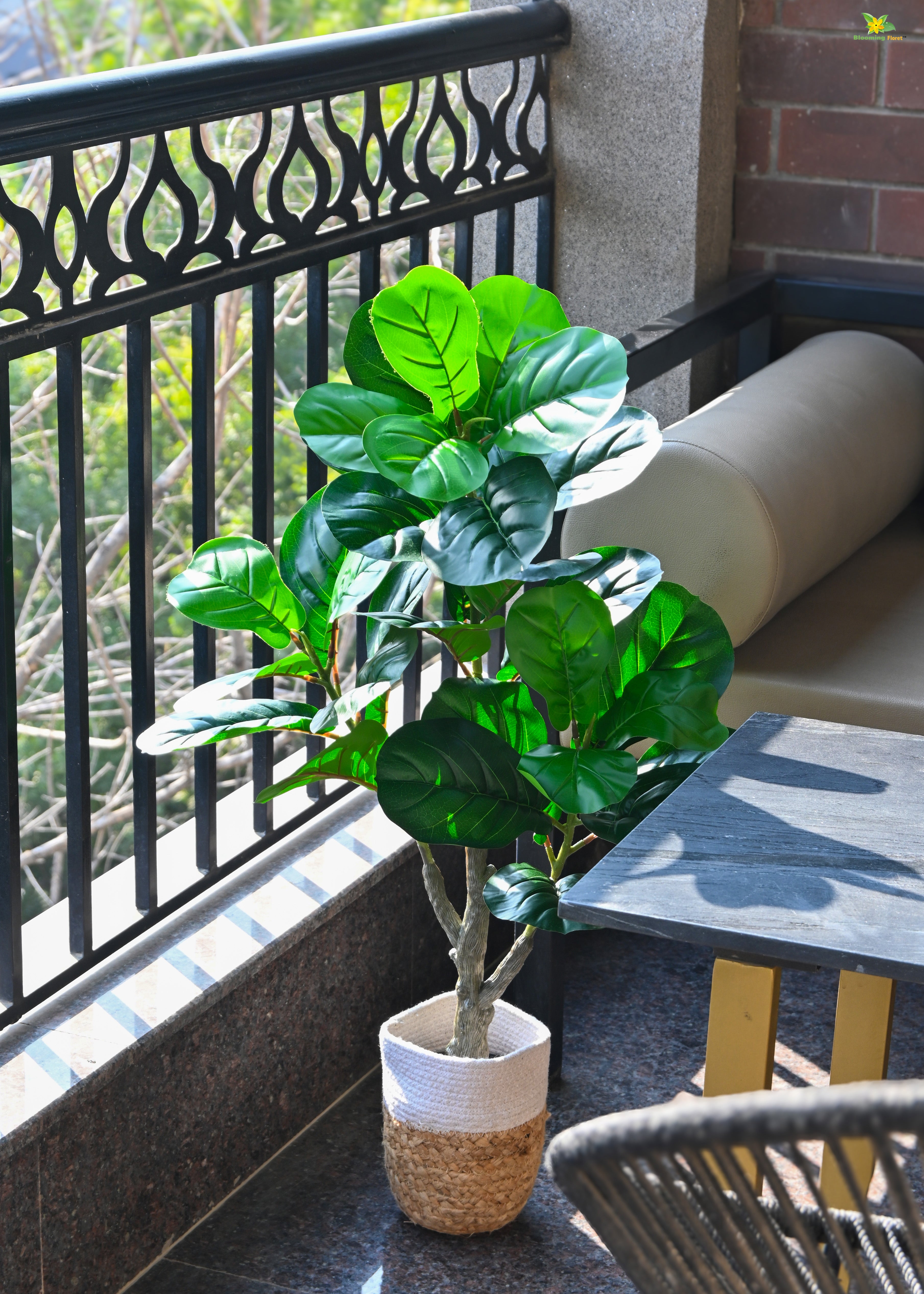 Artificial Fiddle-Leaf Fig Plant for Decor | 33 Leaves with Basic Pot | 95 cm