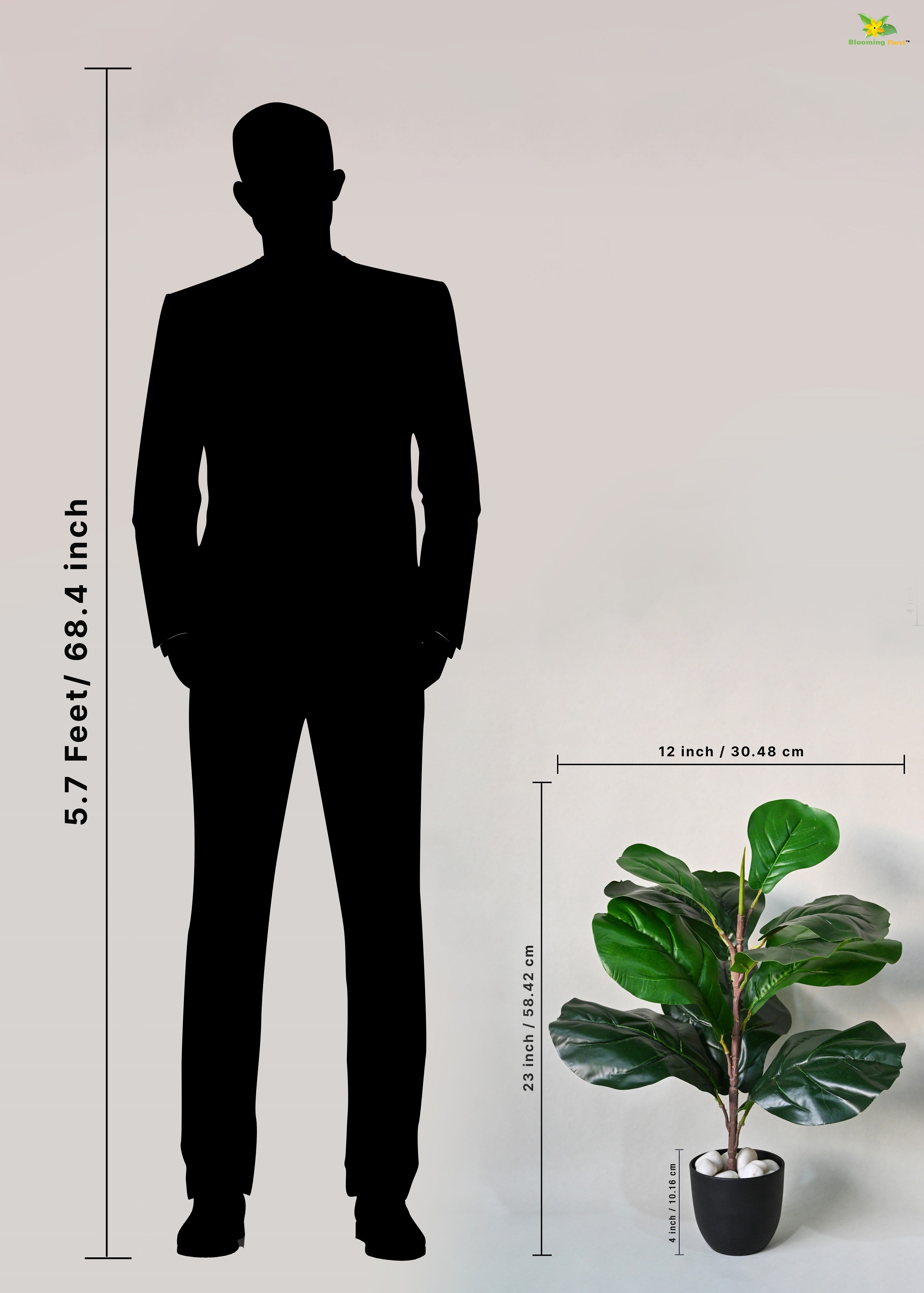 Artificial Fiddle-Leaf Fig Plant for Decor 11 Leaves with Basic Pot | 58.4 cm