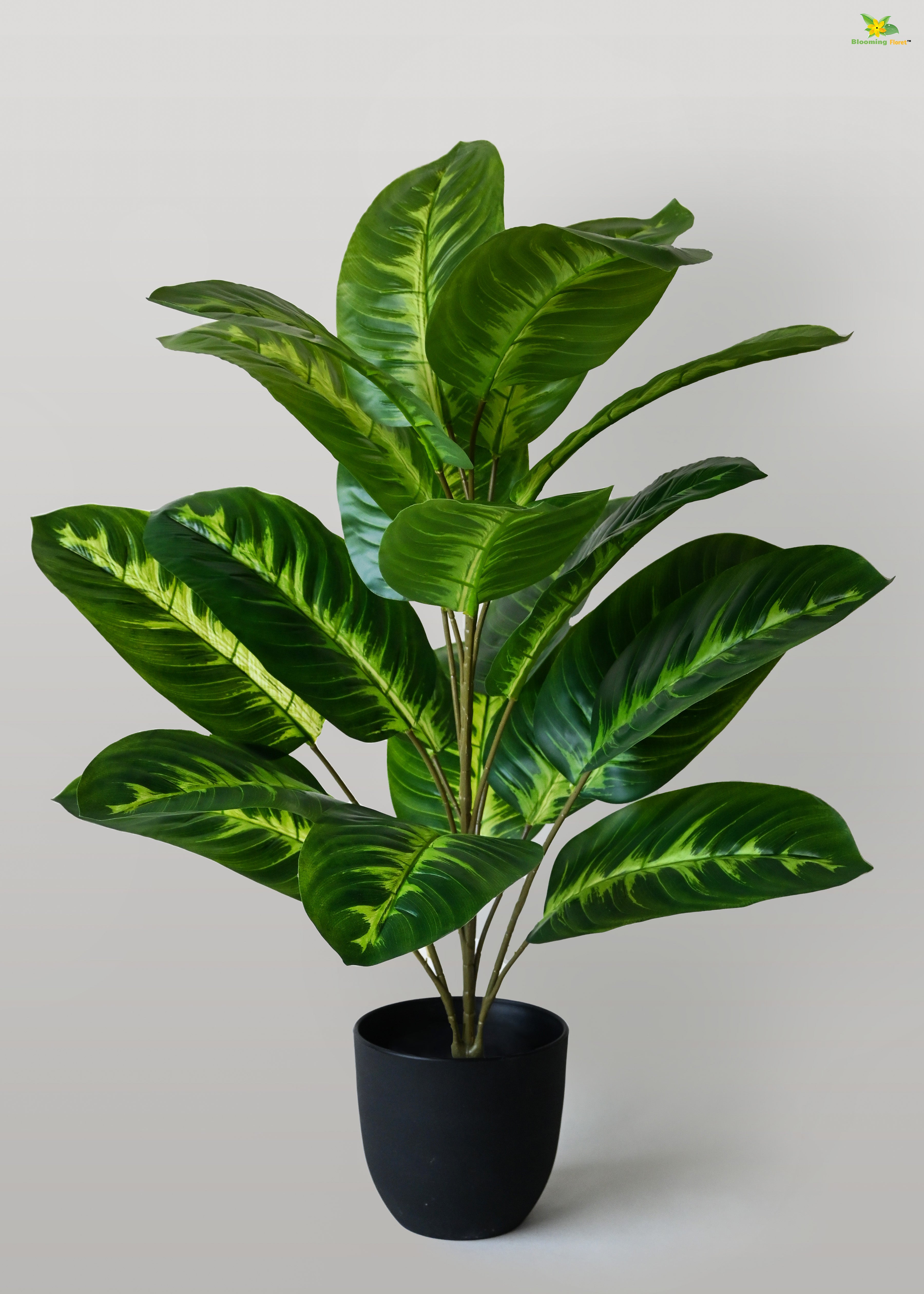 Artificial Jungle Velvet Plant for Decor | 21 Leaves with Basic Pot | 78.7 cm