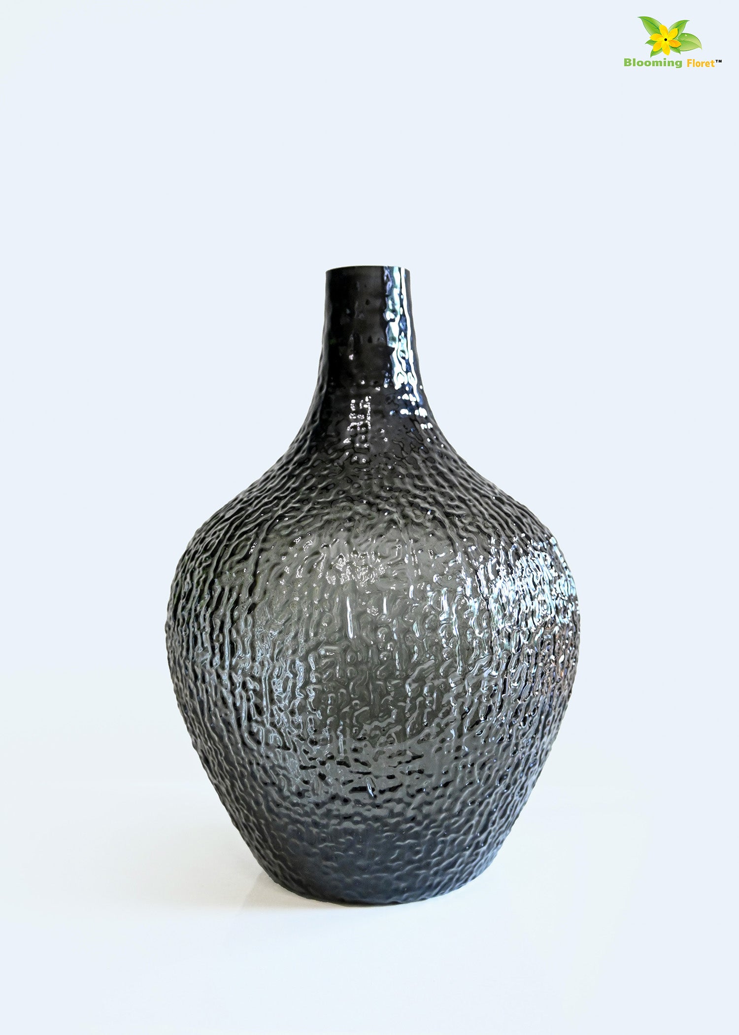 Globular Glass Vase | Black | 25 cm