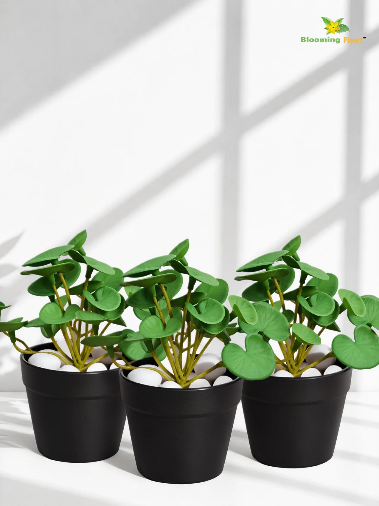 Lush Leaf Pennywort Artificial Succulent | Light Green | 14 cm | Set of 3