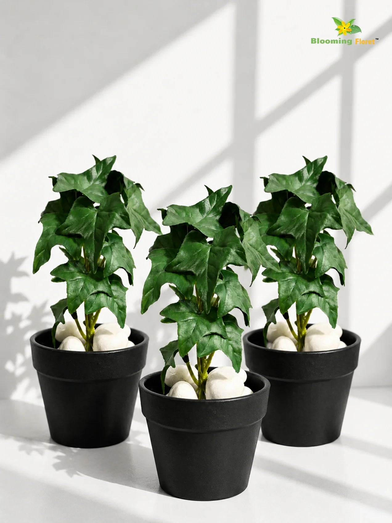 Artificial Ivy Succulent | Dark Green with White Dots Patterned | 16 cm | Set of 3