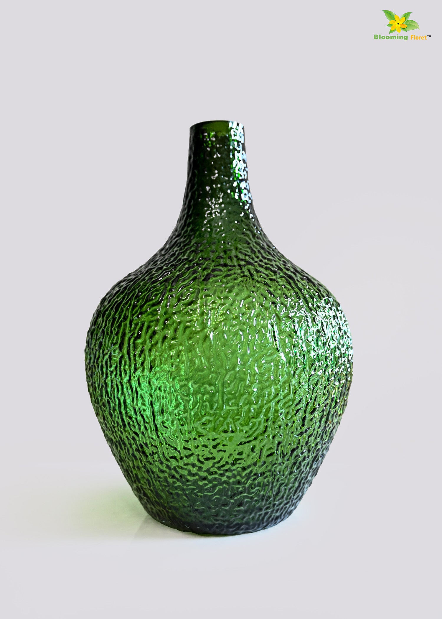 Globular Glass Vase | Green | 25 cm