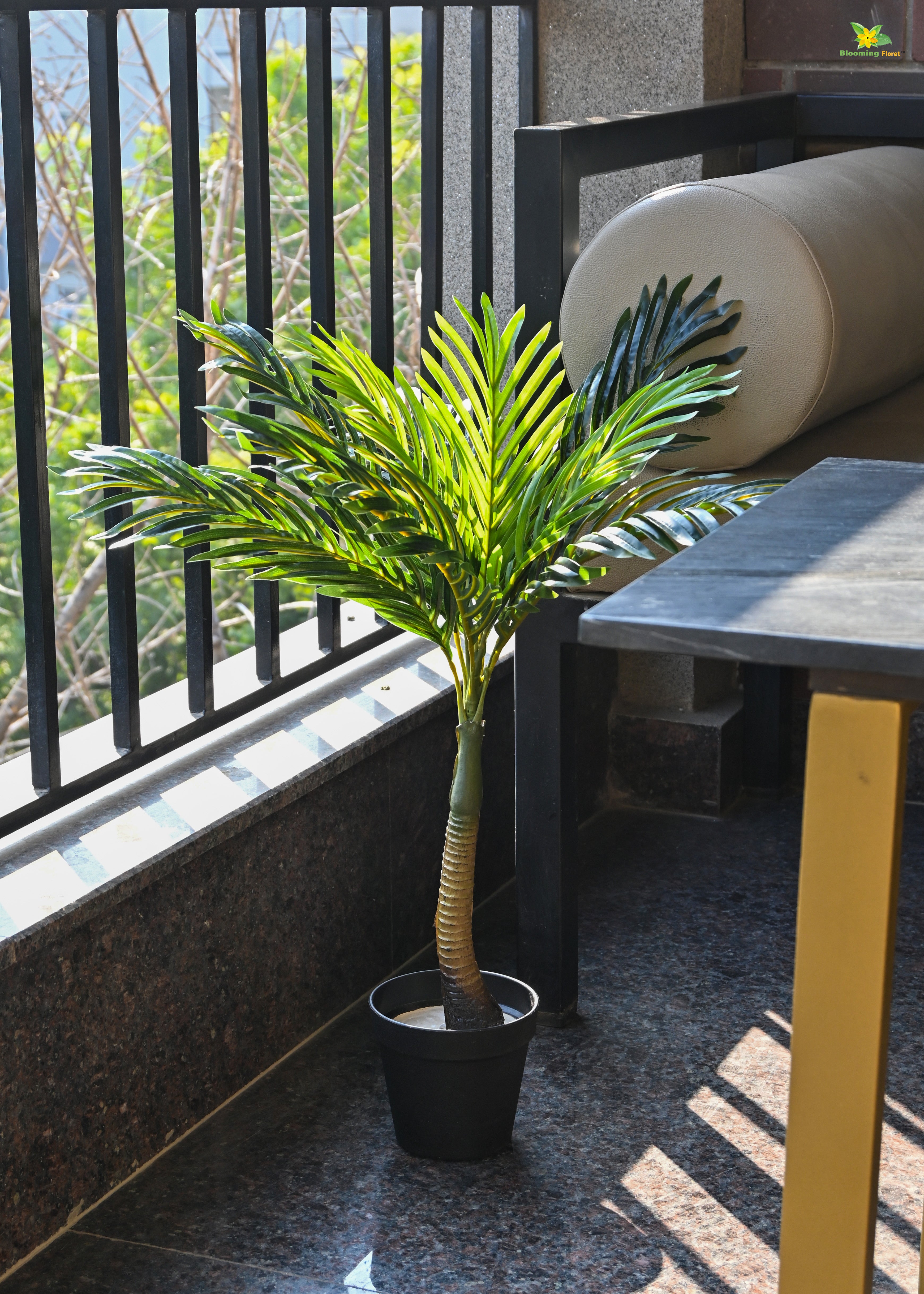 Artificial Bonsai Palm Tree for Decor | 9 Leaves With Basic Pot | 68.5 cm