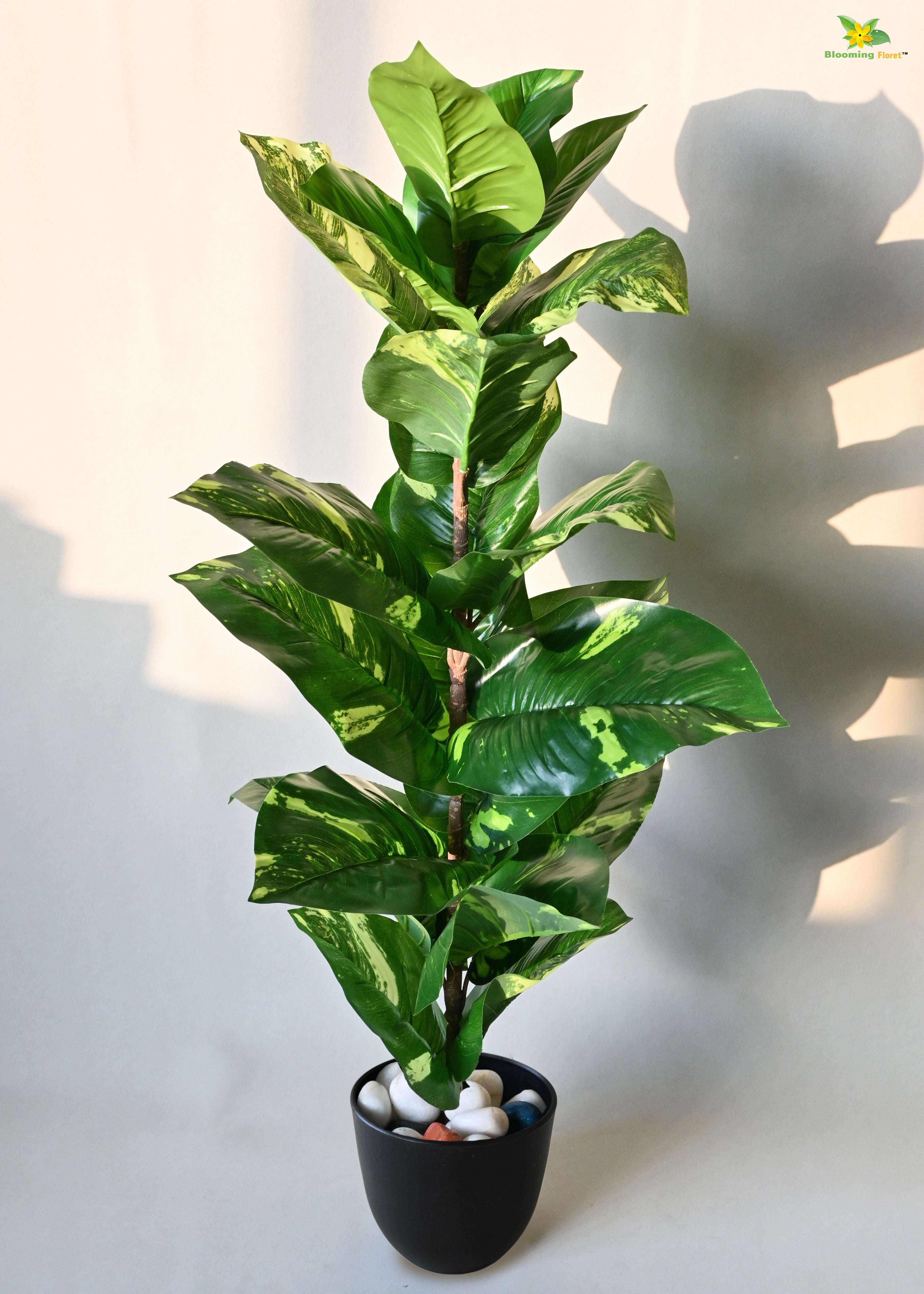 Artificial Dieffenbachia Plant for Decor 21 Leaves with Basic Pot | 86.3 cm