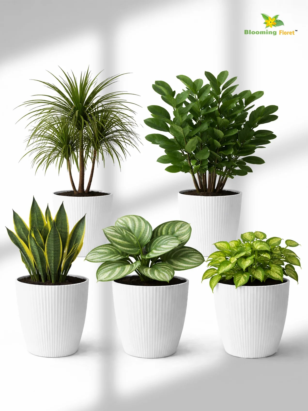 Elegant Ribbed Melamine Pot | White | 16 cm | Set of 5