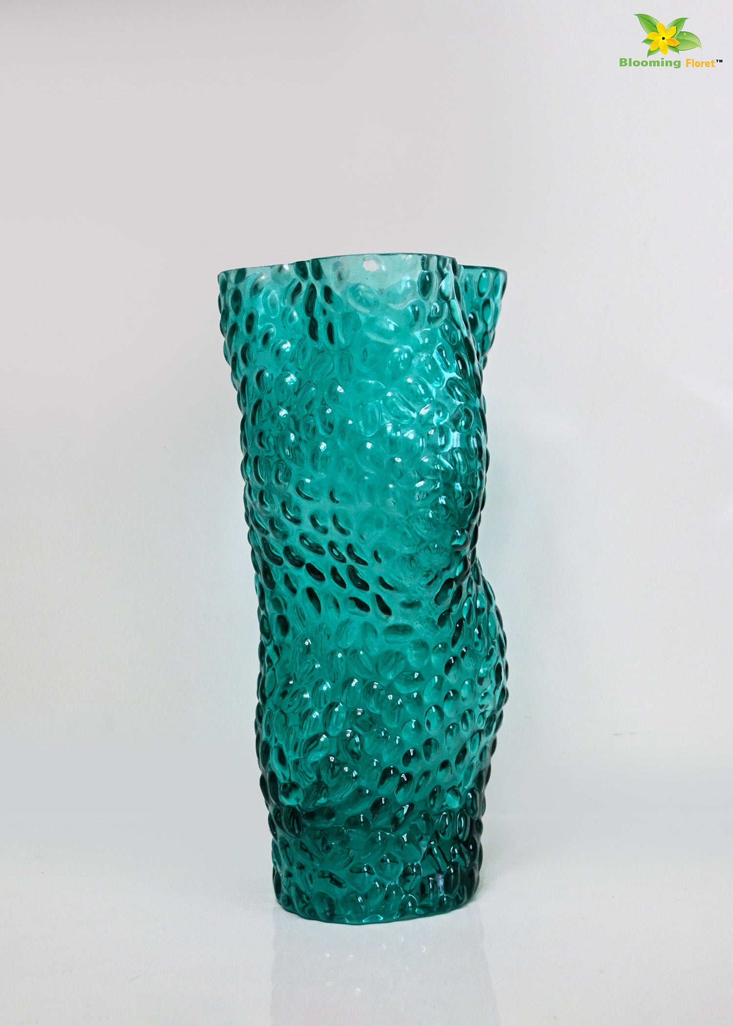 Twisted Glass Vase | Green | 23 cm
