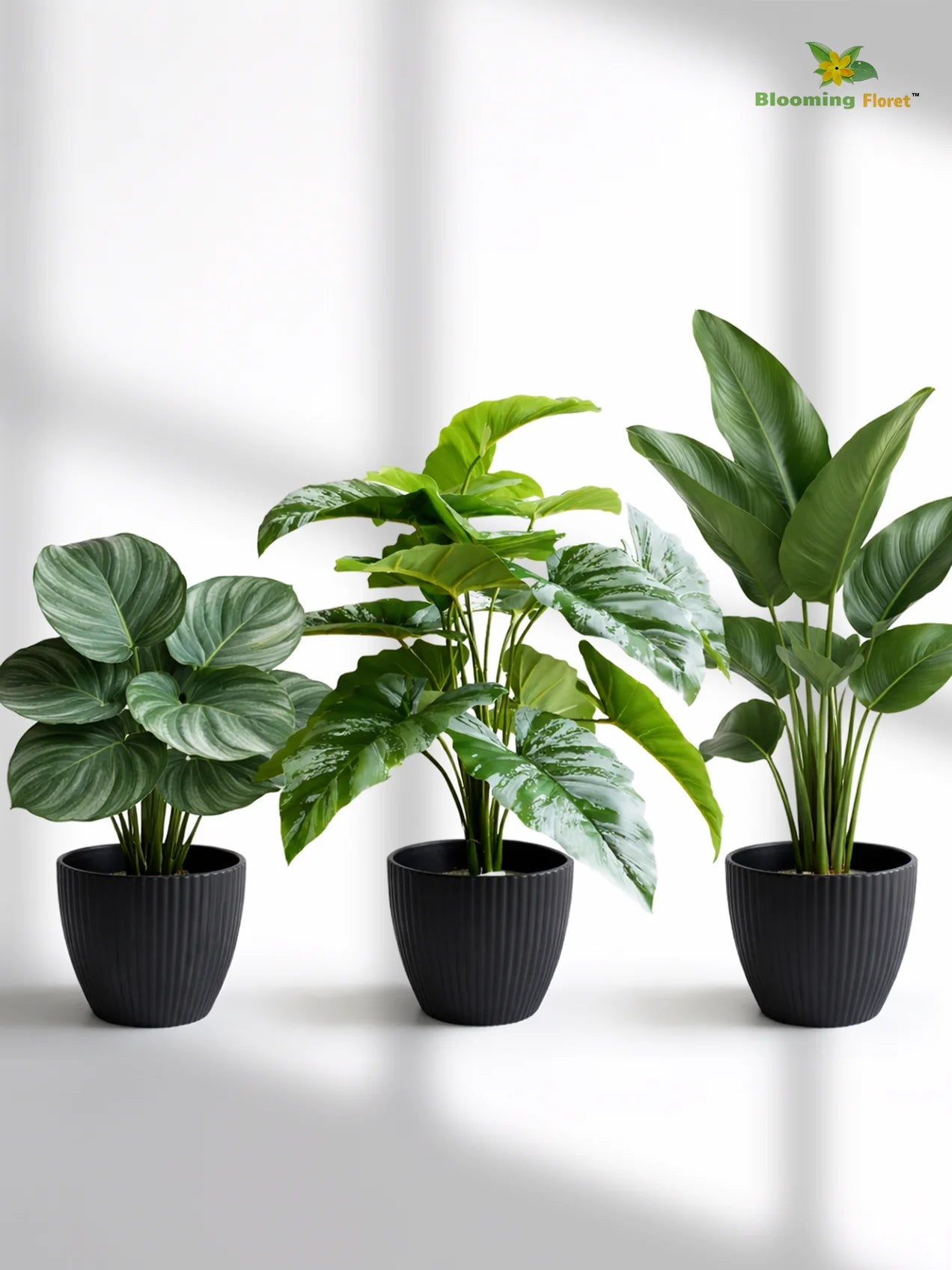 Elegant Ribbed Melamine Pot | Black | 15 cm | Set of 3