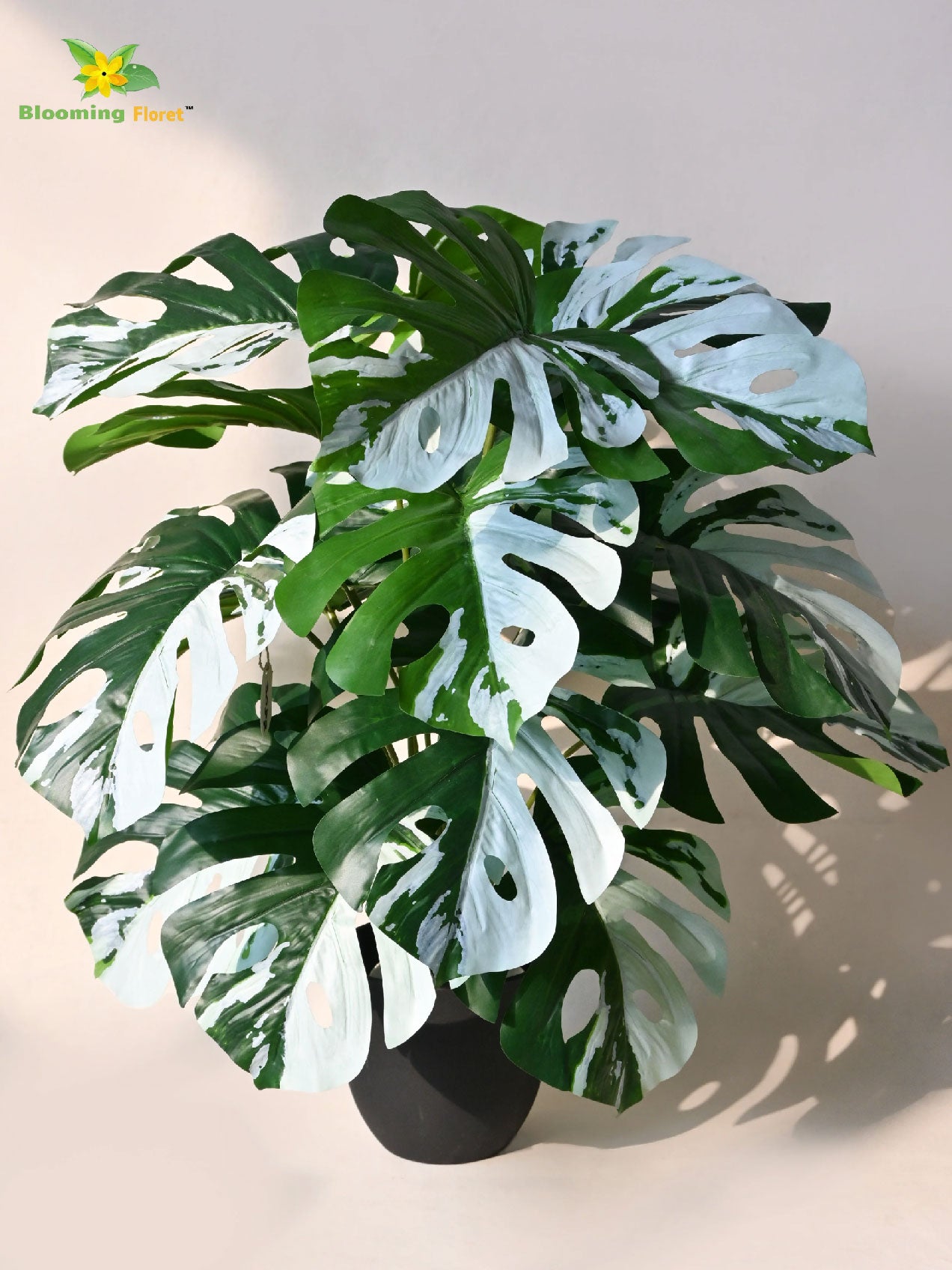 Artificial Monstera Plant – 78 cm, 18 Leaves, Green-White, with Basic Pot