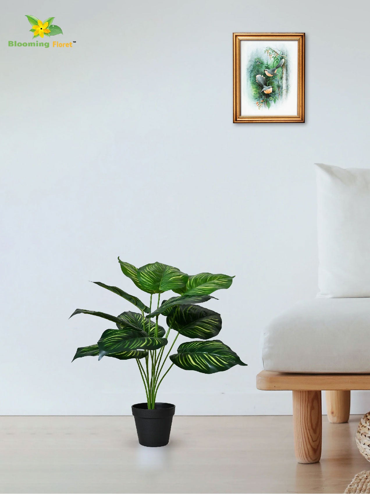 Artificial Calathea Orbifolia Plant – 65 cm, 12 Leaves, with Basic Pot