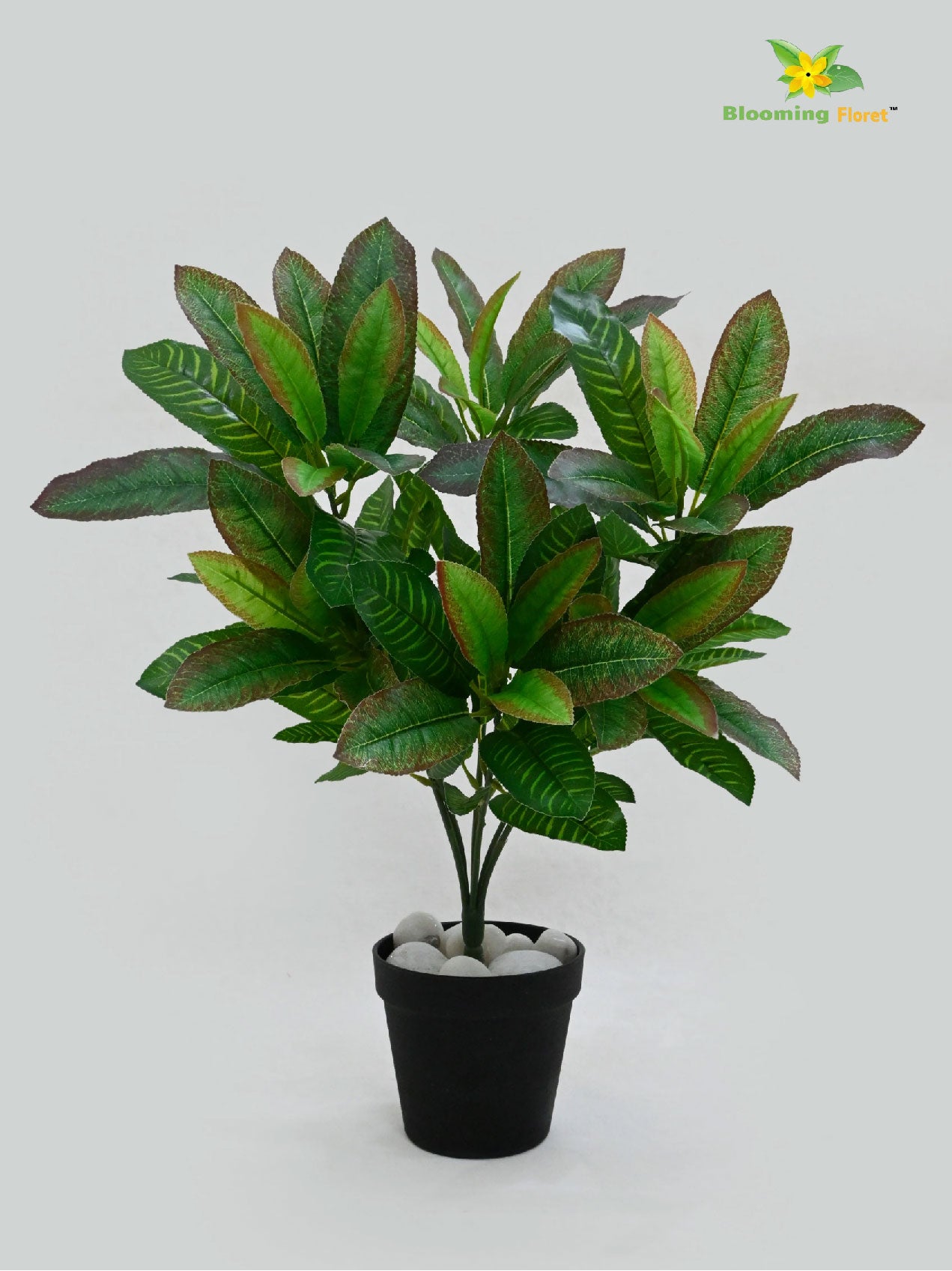 Artificial Croton Leaf Bunch Plant – 50.8 cm, 72 Leaves, with Pot