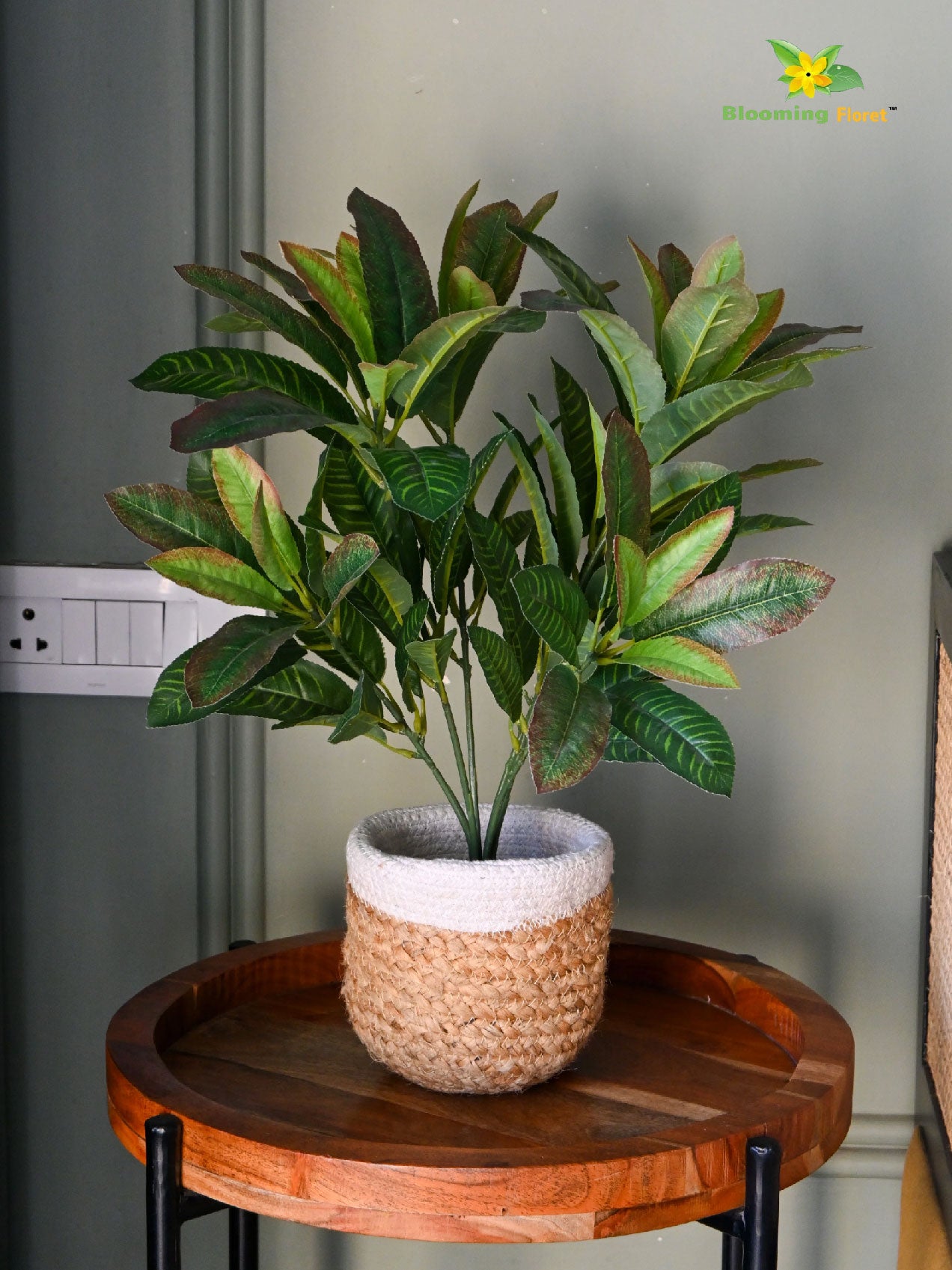 Artificial Croton Leaf Bunch Plant – 50.8 cm, 72 Leaves, with Pot
