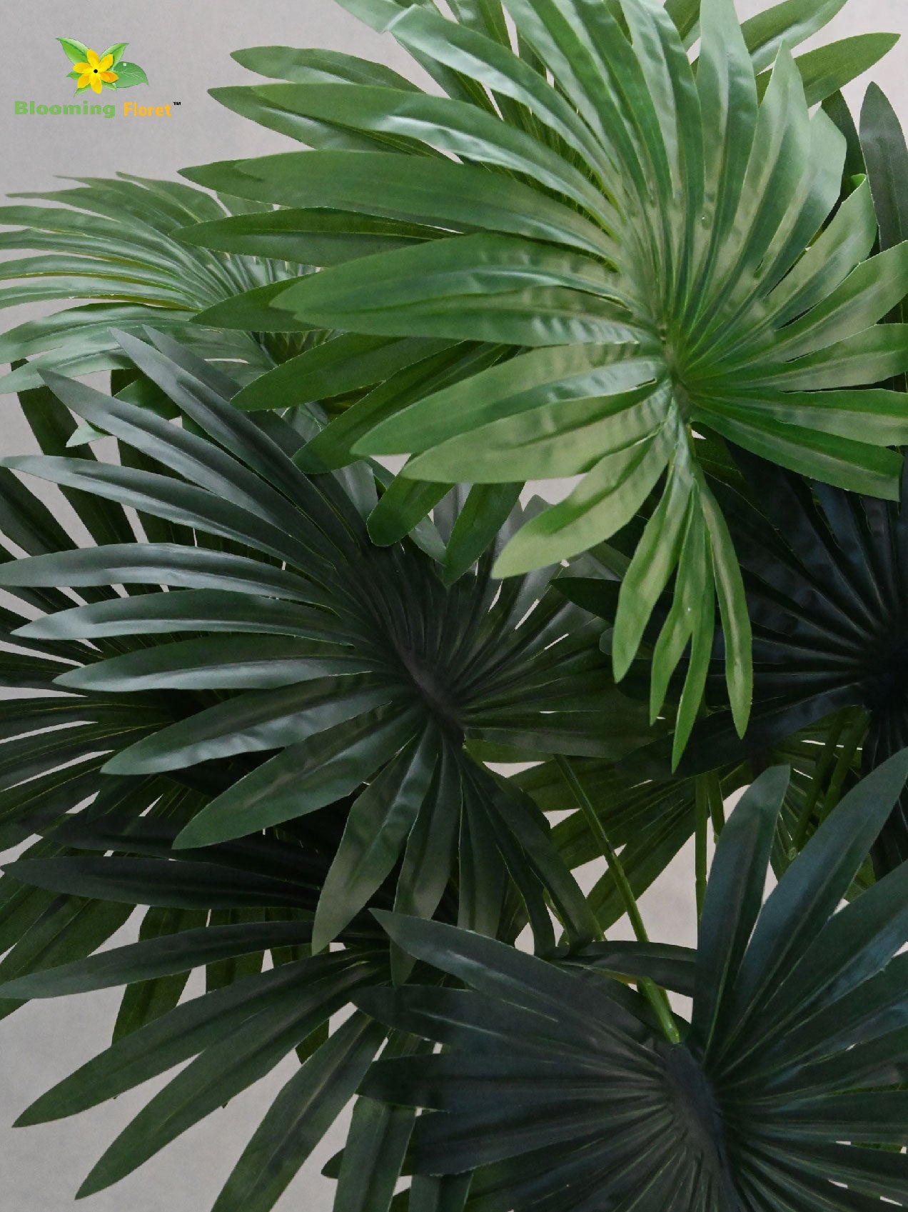 Artificial Fan Palm Plant – 65 cm, 12 Patterned Green Leaves, with Basic Pot