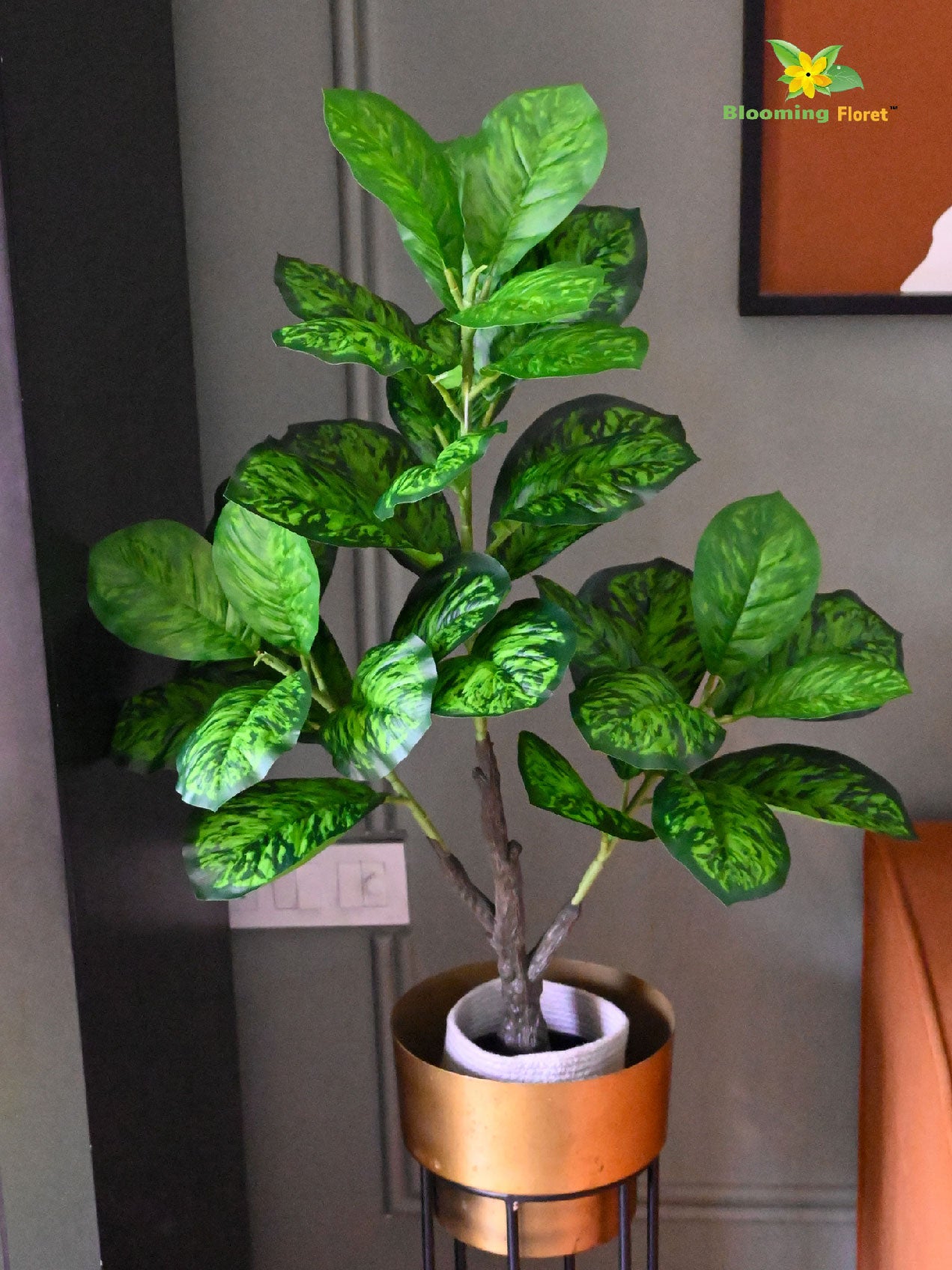 Artificial Dieffenbachia Seguine Plant – 95 cm, 33 Leaves, with Basic Pot