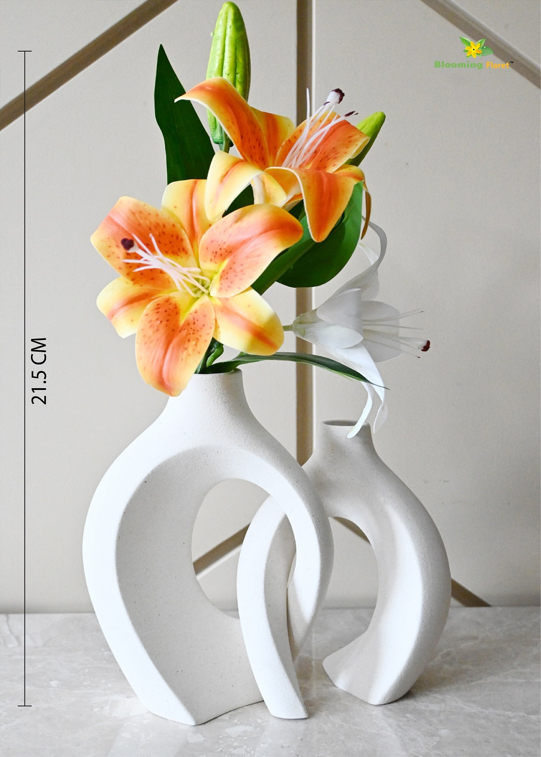 Harmony Loop Ceramic Vases | White | 21 cm | Set of 2
