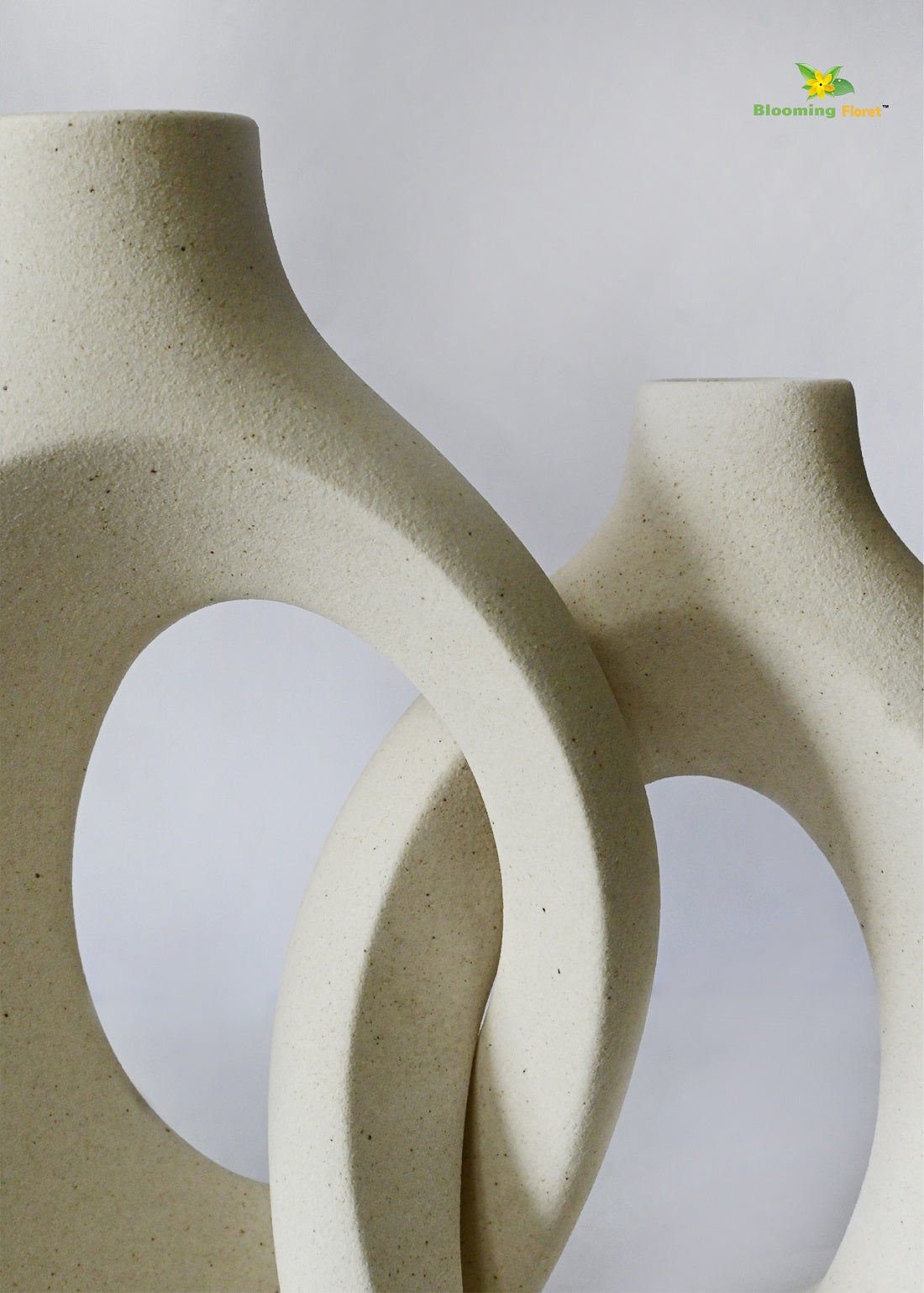 Harmony Loop Ceramic Vases | White | 21 cm | Set of 2