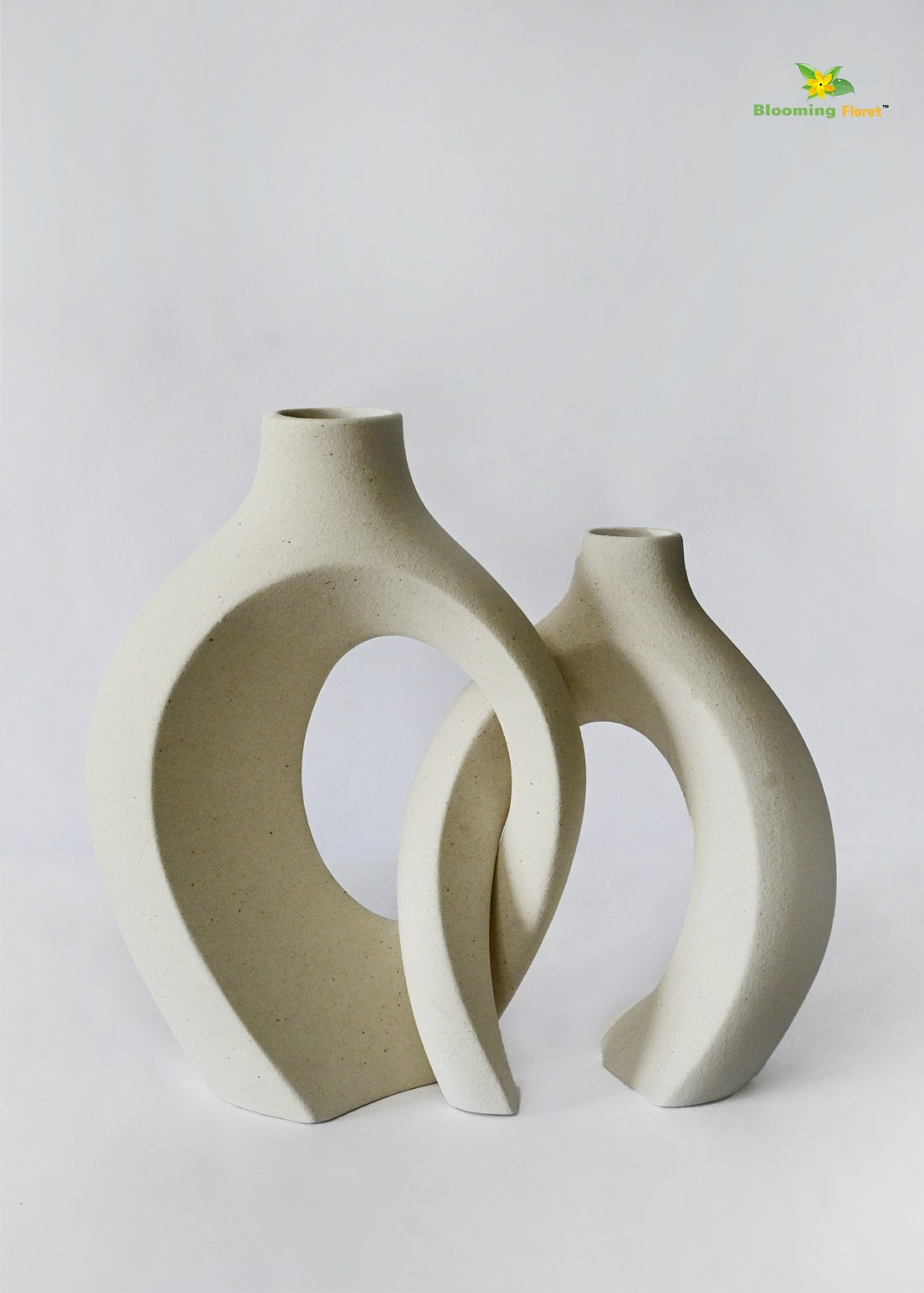 Harmony Loop Ceramic Vases | White | 21 cm | Set of 2
