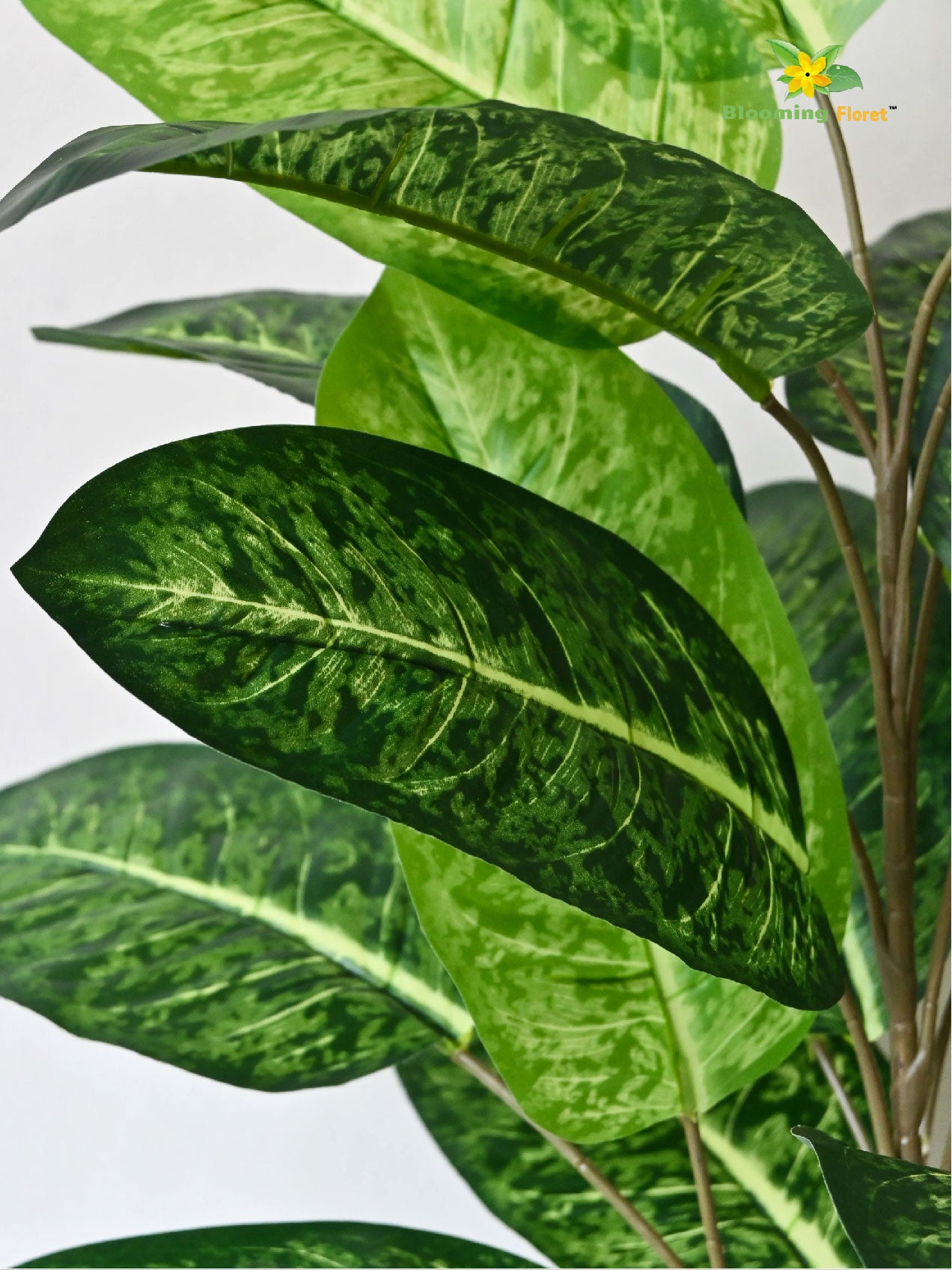 Artificial Tropical Snow Plant for Decor | 21 Leaves with Basic Pot | 74.5 cm