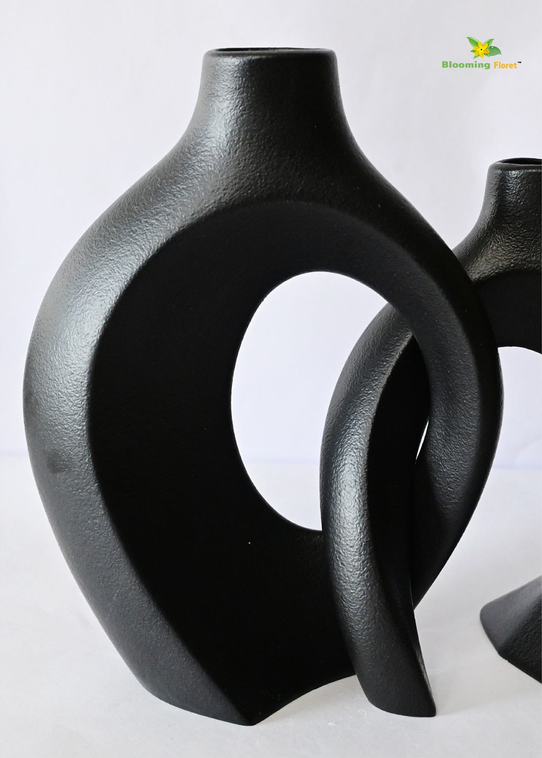 Harmony Loop Ceramic Vases | Black | 21 cm | Set of 2