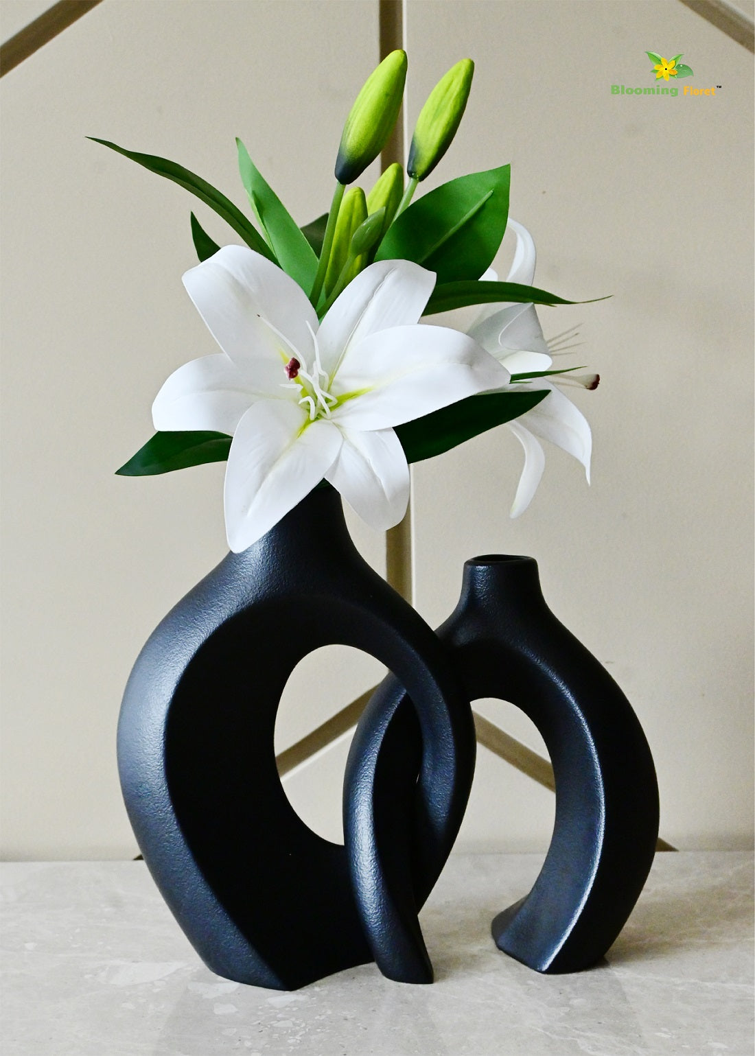 Harmony Loop Ceramic Vases | Black | 21 cm | Set of 2