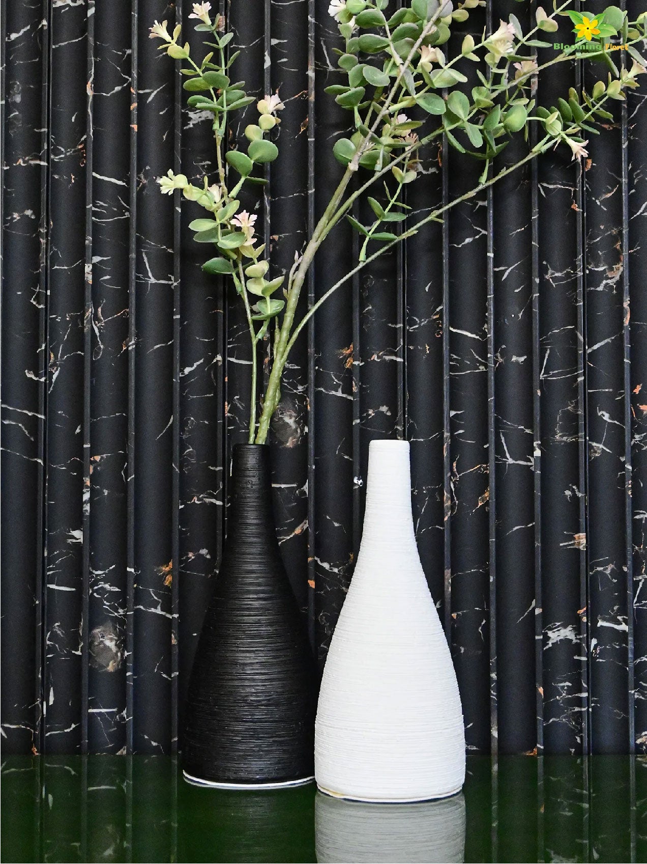 Spiral Ceramic Vase - Black and White